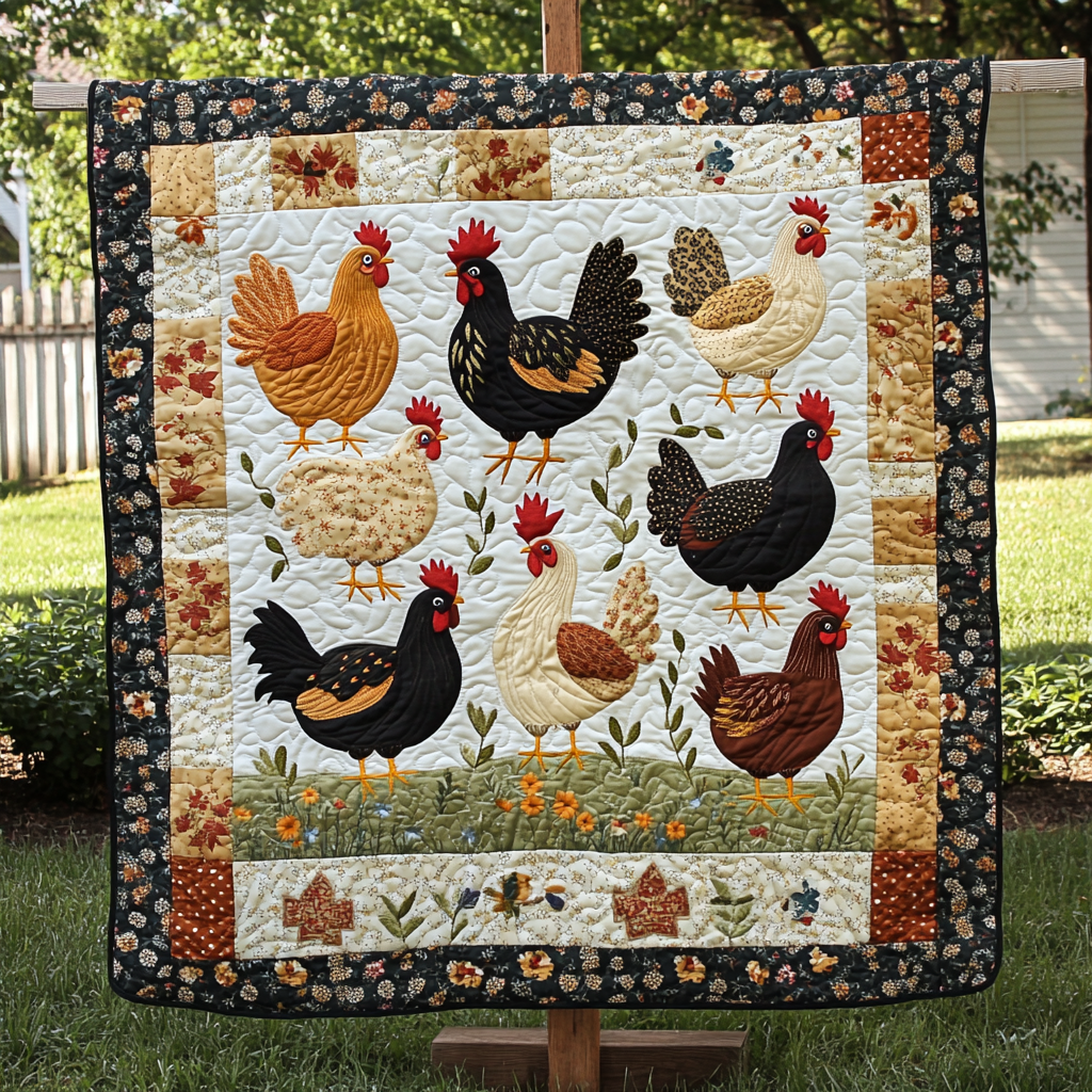 Farmyard Flock Quilted Blanket Gifts For Hen Lovers Farmyard Flock Quilted Blanket Gifts For Hen Lovers