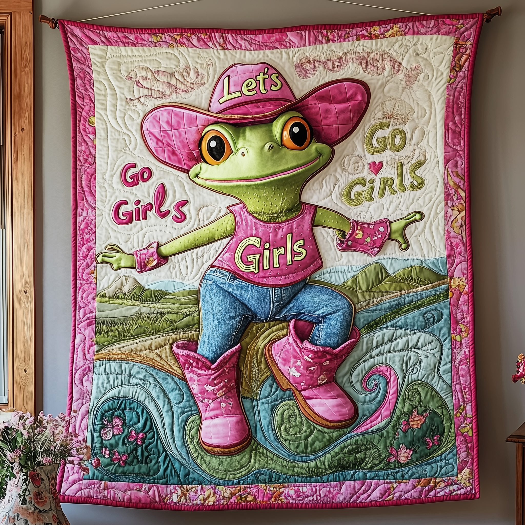 Fashionable Cowgirl Frog Quilted Blanket Best Throw Blanket Birthday Gifts For Daughters Fashionable Cowgirl Frog Quilted Blanket Best Throw Blanket Birthday Gifts For Daughters