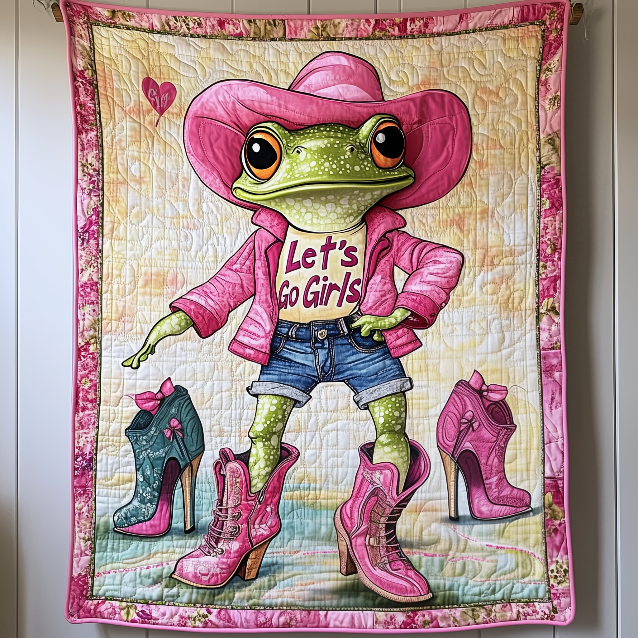Fashionable Cowgirl Frog Quilted Blanket Best Throw Blanket Cute Cowgirl Gifts Fashionable Cowgirl Frog Quilted Blanket Best Throw Blanket Cute Cowgirl Gifts