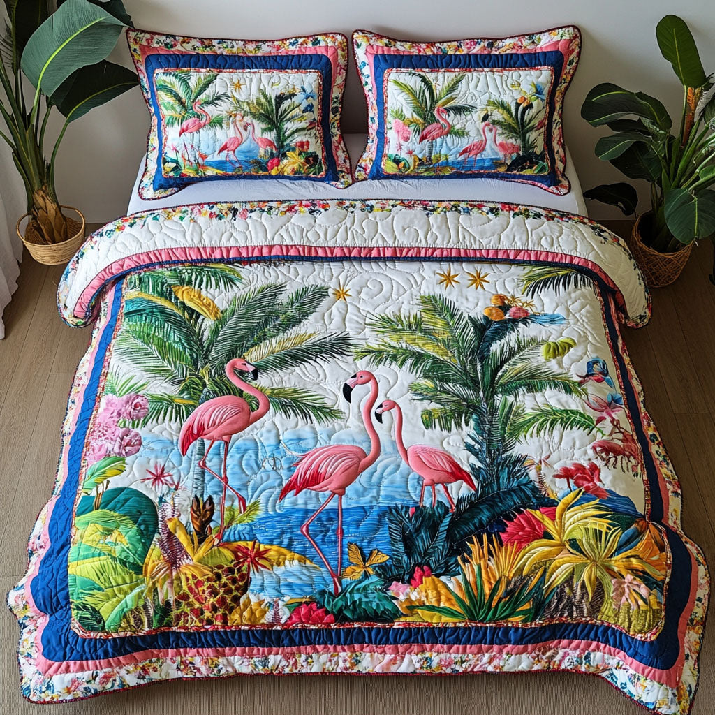 Feathered Dancer Quilted Bedding Set Flamingo Presents Feathered Dancer Quilted Bedding Set Flamingo Presents