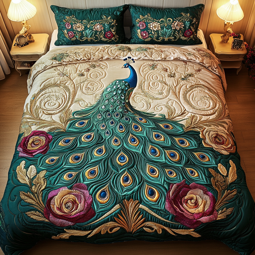 Feathered Jewel Quilted Bedding Set Christmas Gifts For Men Feathered Jewel Quilted Bedding Set Christmas Gifts For Men