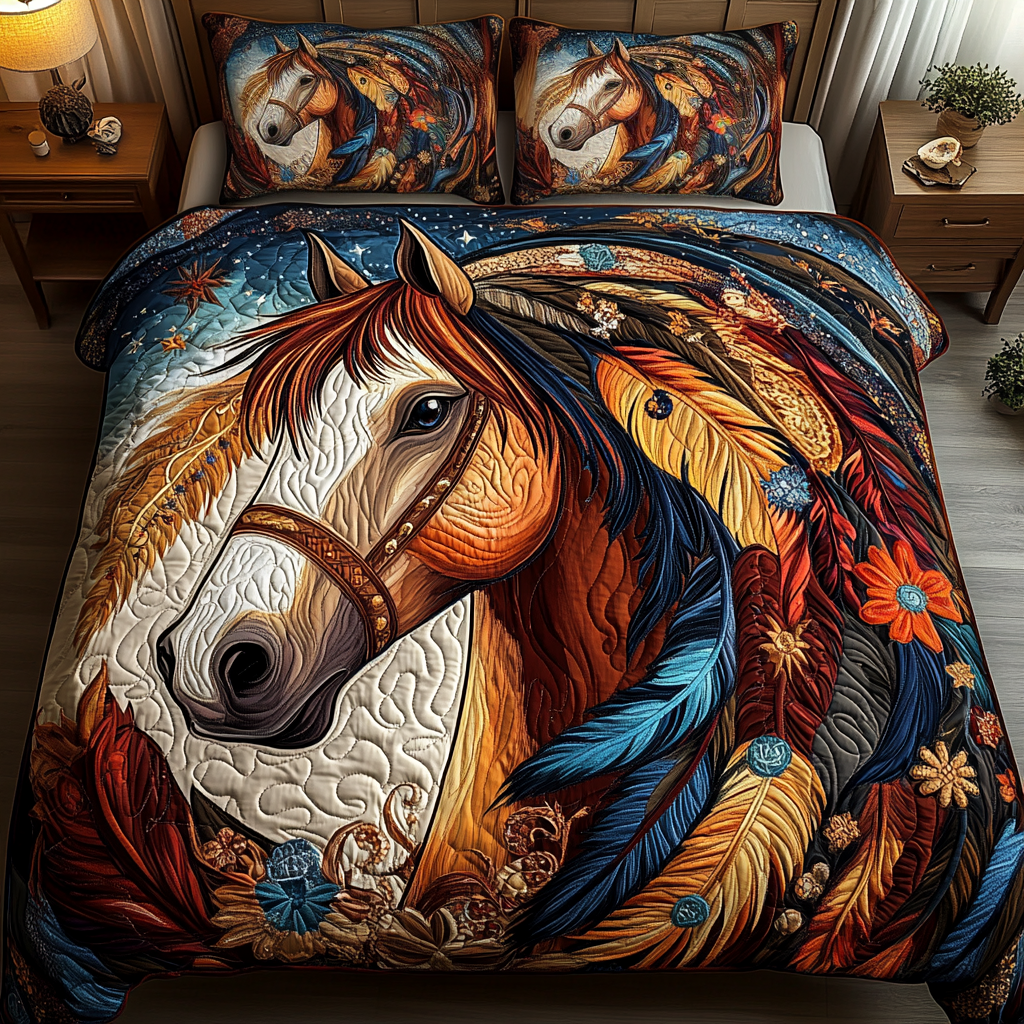 Feathered Mane Quilted Bedding Set Unique Gifts For Horse Lovers Feathered Mane Quilted Bedding Set Unique Gifts For Horse Lovers