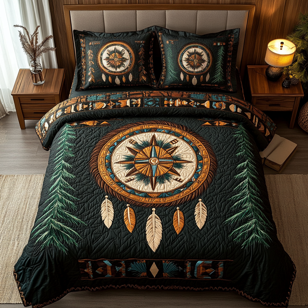 Feathered Pathways Quilted Bedding Set Native American Christmas Gift Ideas Feathered Pathways Quilted Bedding Set Native American Christmas Gift Ideas