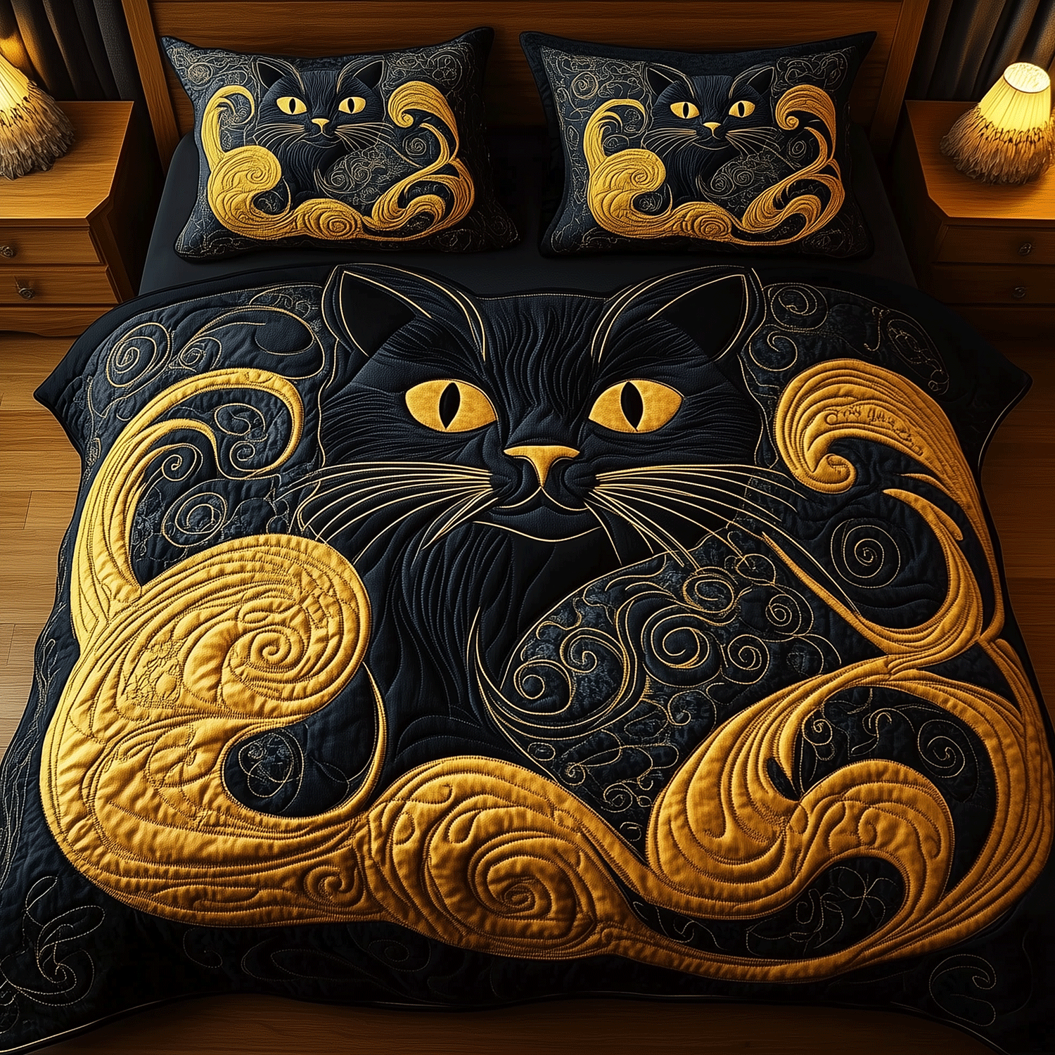 Feline Elegance Quilted Bedding Set Best Gifts For Cat Lovers Feline Elegance Quilted Bedding Set Best Gifts For Cat Lovers