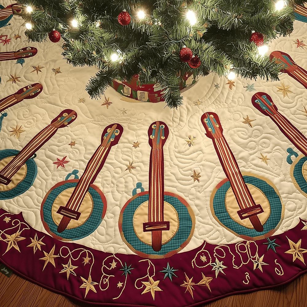 Festive Banjo Quilted Tree Skirt Celebrate Togetherness with Thoughtful Holiday Decor Festive Banjo Quilted Tree Skirt Celebrate Togetherness with Thoughtful Holiday Decor