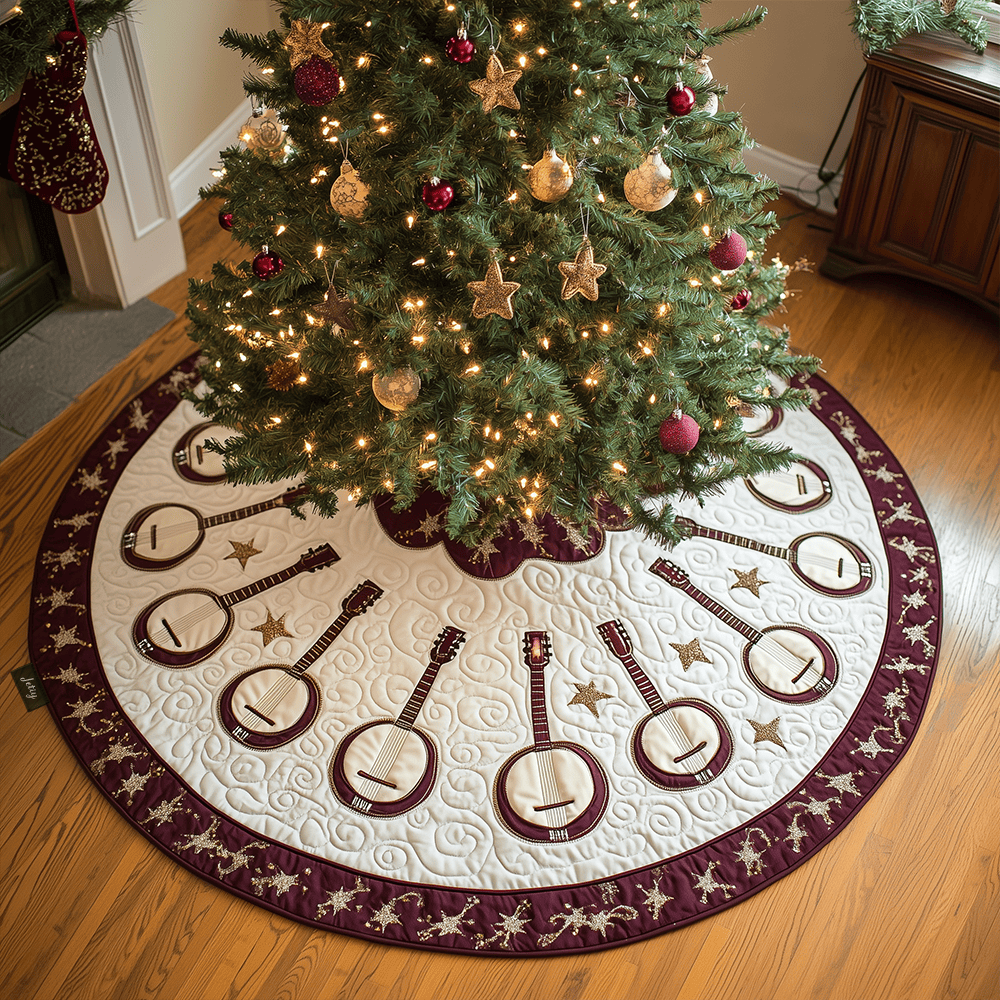 Festive Banjo Quilted Tree Skirt Celebrate Your Family's Traditions with Stylish Protection Festive Banjo Quilted Tree Skirt Celebrate Your Family's Traditions with Stylish Protection