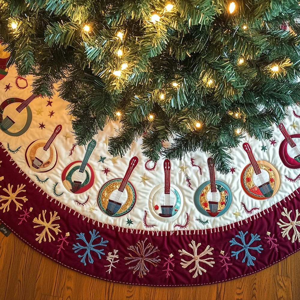 Festive Banjo Quilted Tree Skirt Feel the Love of Christmas Under a Safe Tree Skirt Festive Banjo Quilted Tree Skirt Feel the Love of Christmas Under a Safe Tree Skirt