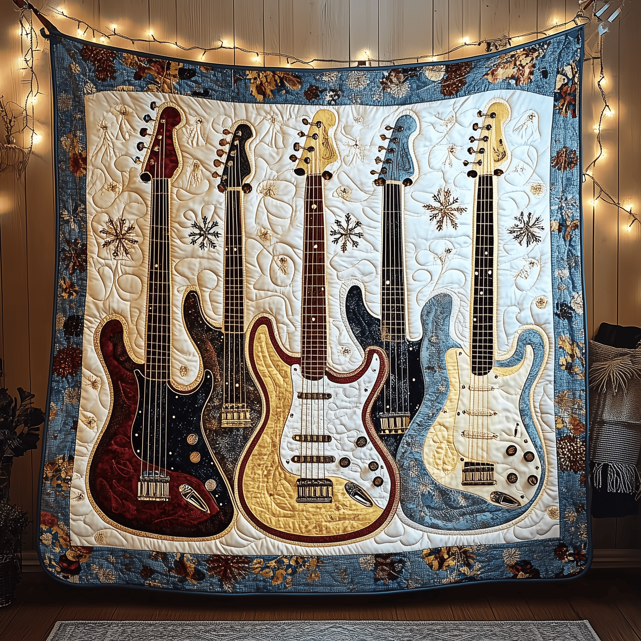 Festive Bass Guitars Quilted Blanket Bring the Family Together with a Blanket Everyone Loves Festive Bass Guitars Quilted Blanket Bring the Family Together with a Blanket Everyone Loves