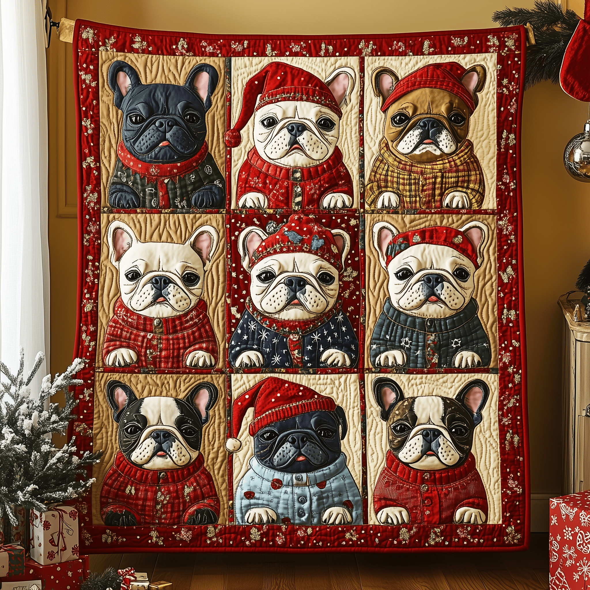Festive Bulldog Quilted Blanket Feel Ready for Adventure with a Blanket That Travels Well Festive Bulldog Quilted Blanket Feel Ready for Adventure with a Blanket That Travels Well