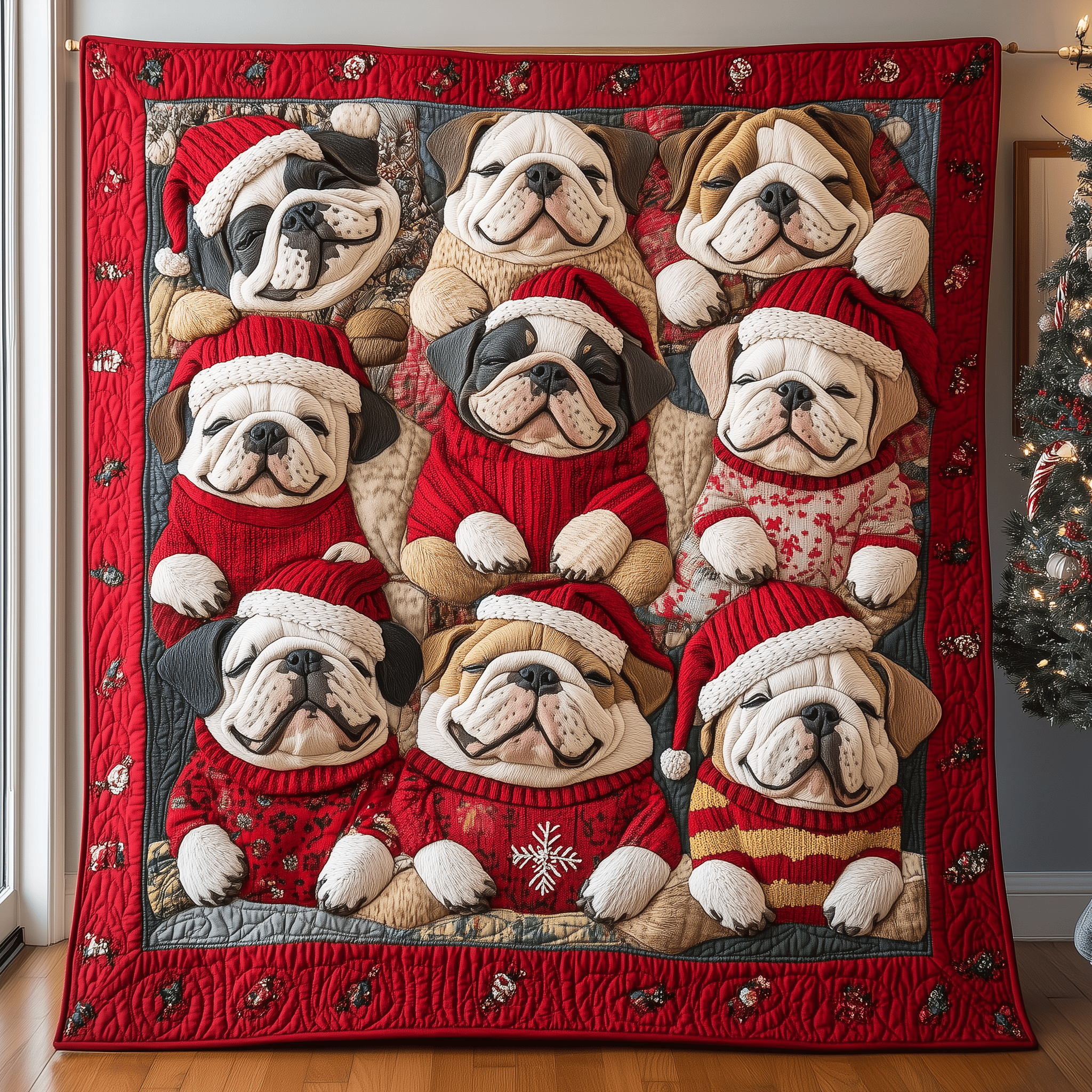 Festive Bulldog Quilted Blanket Feel the Bond of Home with Our Family-Friendly Blanket Festive Bulldog Quilted Blanket Feel the Bond of Home with Our Family-Friendly Blanket