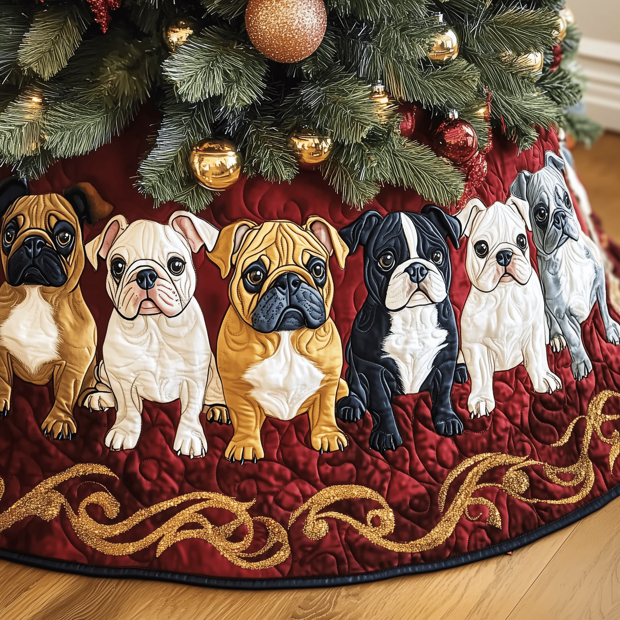 Festive Bulldog Quilted Tree Skirt A Tree Skirt That Embodies the Joy of Christmas Festive Bulldog Quilted Tree Skirt A Tree Skirt That Embodies the Joy of Christmas