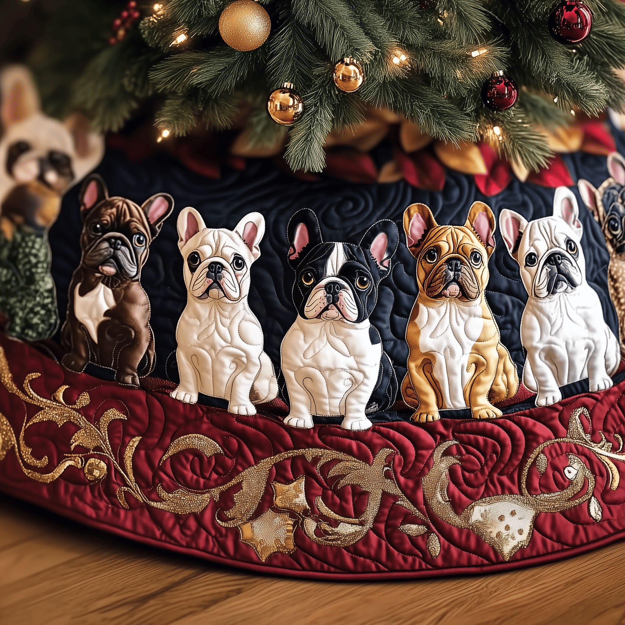Festive Bulldog Quilted Tree Skirt Feel Inspired by the Magic of a Thoughtful Tree Skirt Festive Bulldog Quilted Tree Skirt Feel Inspired by the Magic of a Thoughtful Tree Skirt