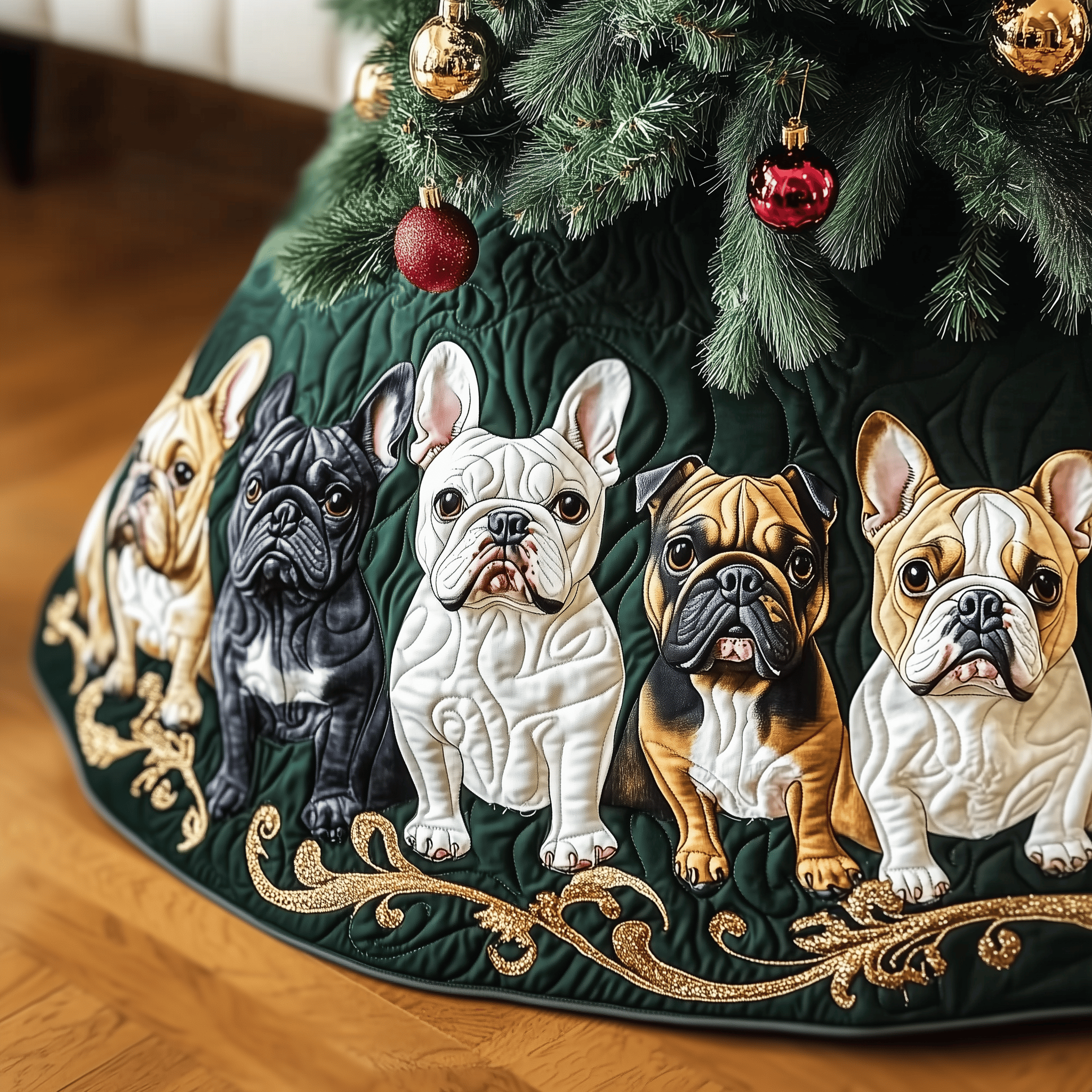 Festive Bulldog Quilted Tree Skirt Feel Joyful and Protected with Your Holiday Tree Skirt Festive Bulldog Quilted Tree Skirt Feel Joyful and Protected with Your Holiday Tree Skirt