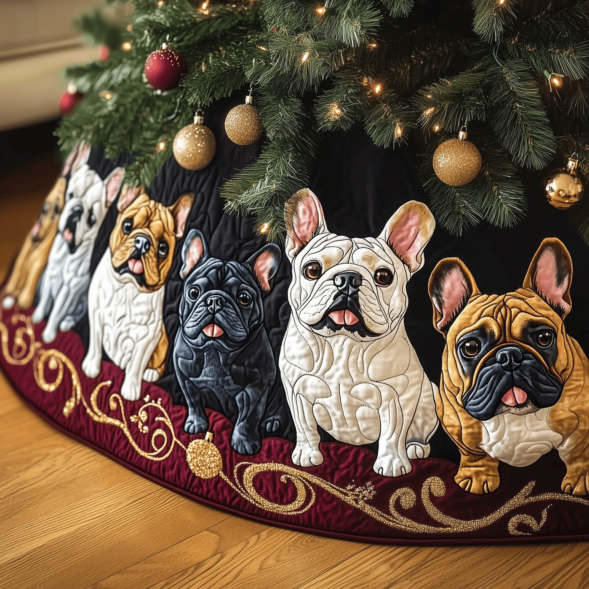 Festive Bulldog Quilted Tree Skirt Feel the Essence of Christmas with a Perfect Tree Skirt Festive Bulldog Quilted Tree Skirt Feel the Essence of Christmas with a Perfect Tree Skirt