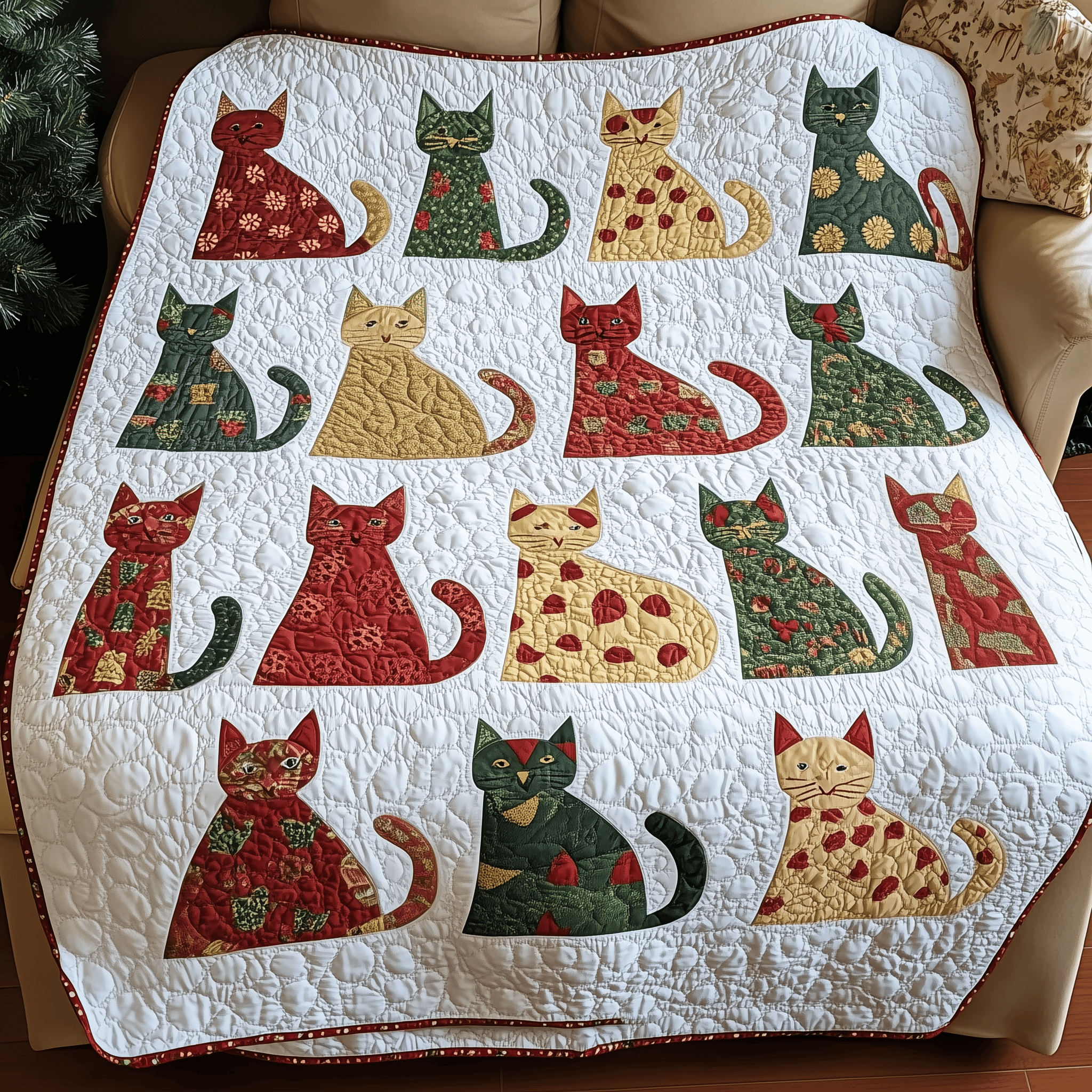 Festive Cat Quilted Blanket Enjoy Cozy Moments Together with the Perfect Blanket Festive Cat Quilted Blanket Enjoy Cozy Moments Together with the Perfect Blanket