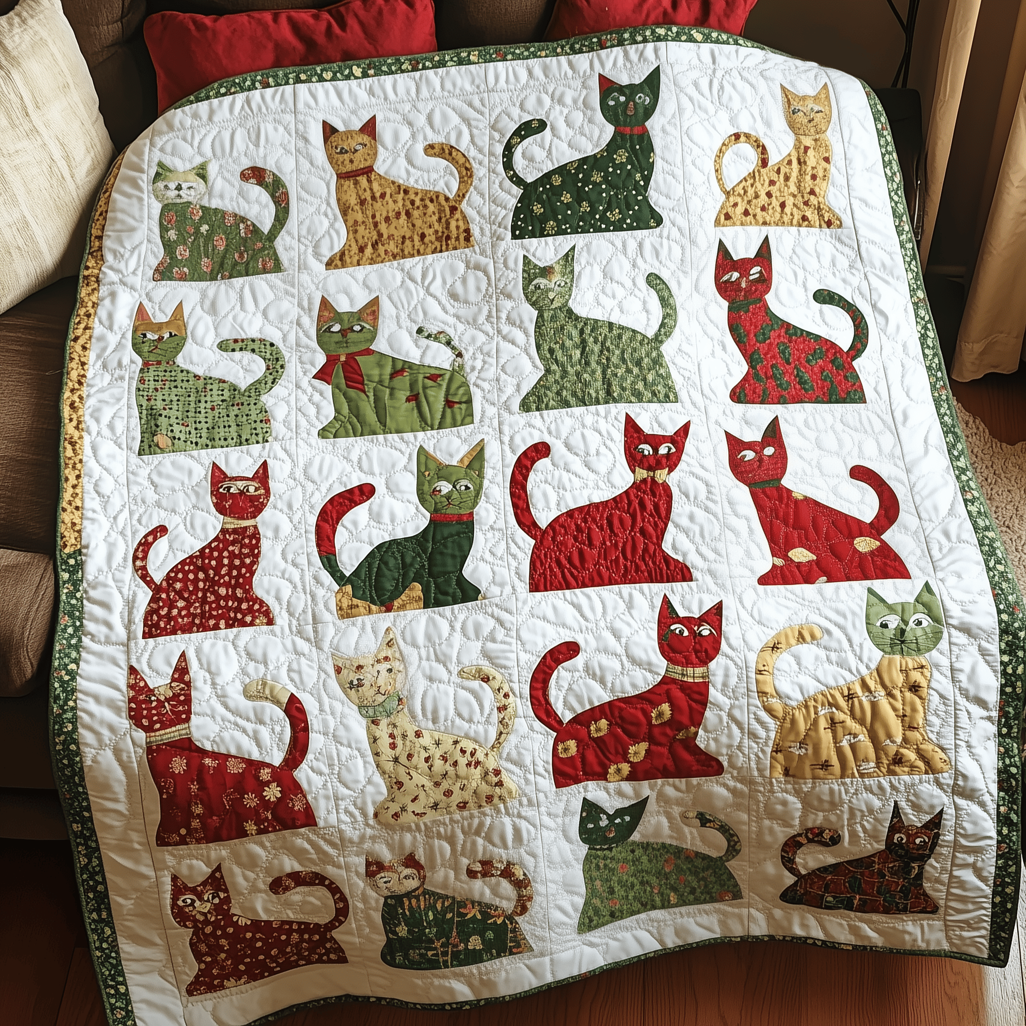 Festive Cat Quilted Blanket Experience True Personal Comfort with Our Blanket Festive Cat Quilted Blanket Experience True Personal Comfort with Our Blanket
