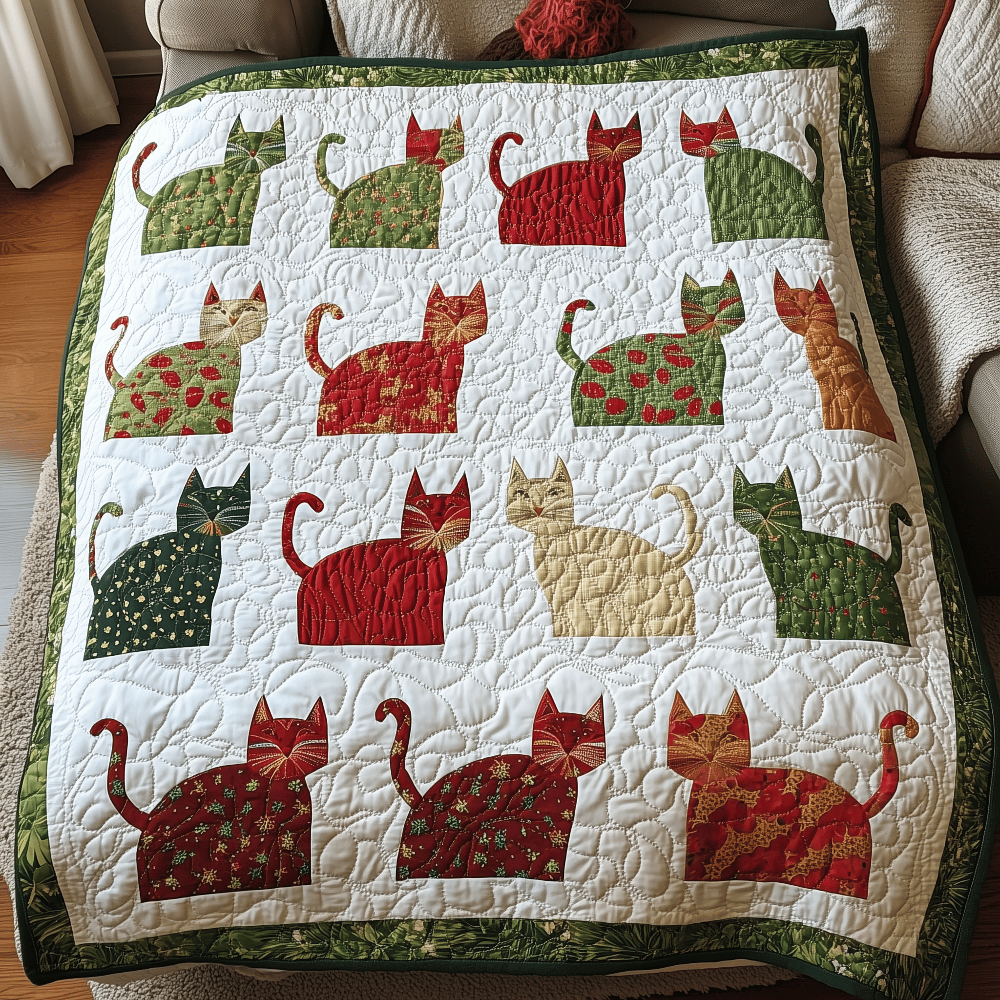Festive Cat Quilted Blanket Feel Prepared for Any Occasion with a Versatile Blanket Festive Cat Quilted Blanket Feel Prepared for Any Occasion with a Versatile Blanket