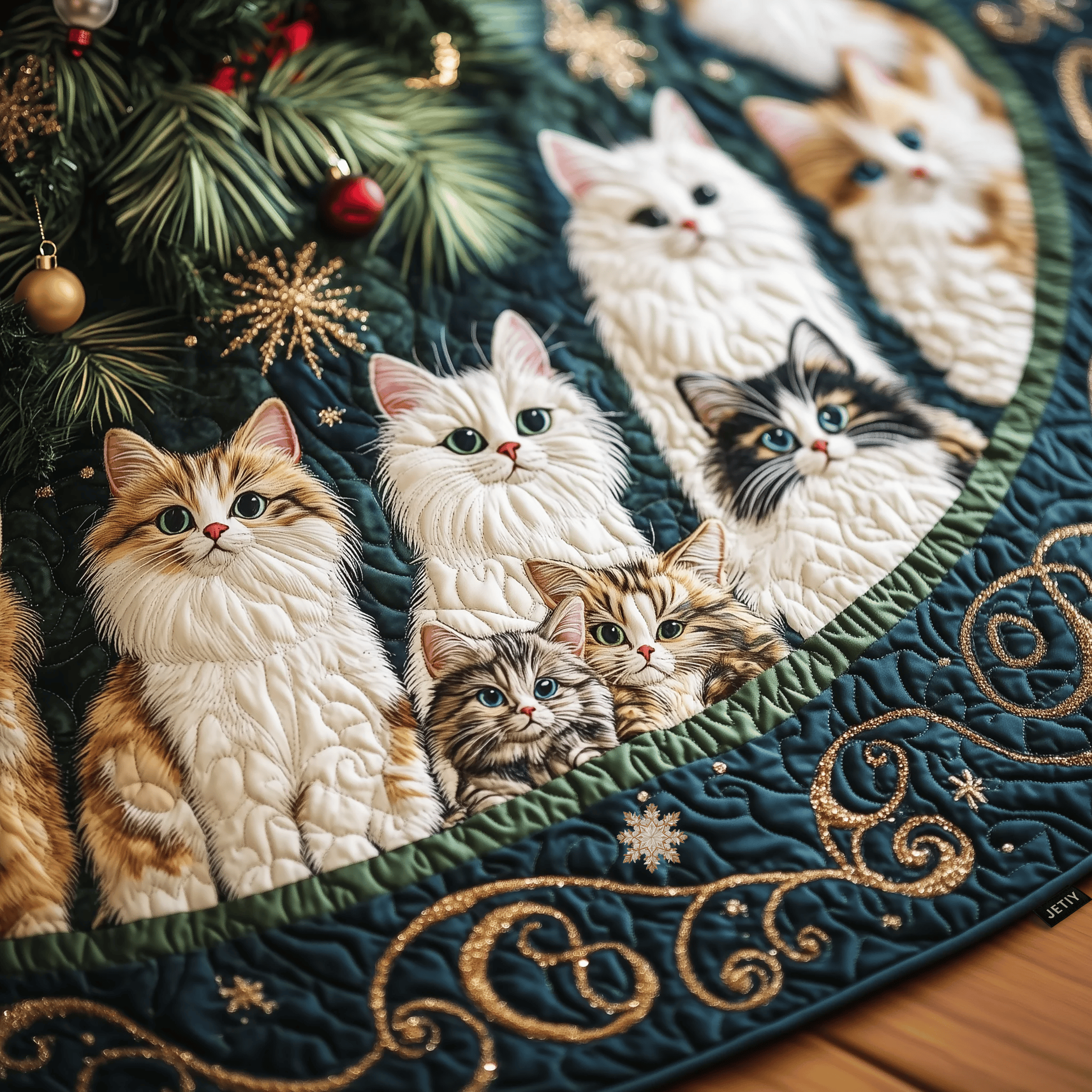 Festive Cat Quilted Tree Skirt Bring Life to Your Holidays with a Safe and Stylish Skirt Festive Cat Quilted Tree Skirt Bring Life to Your Holidays with a Safe and Stylish Skirt