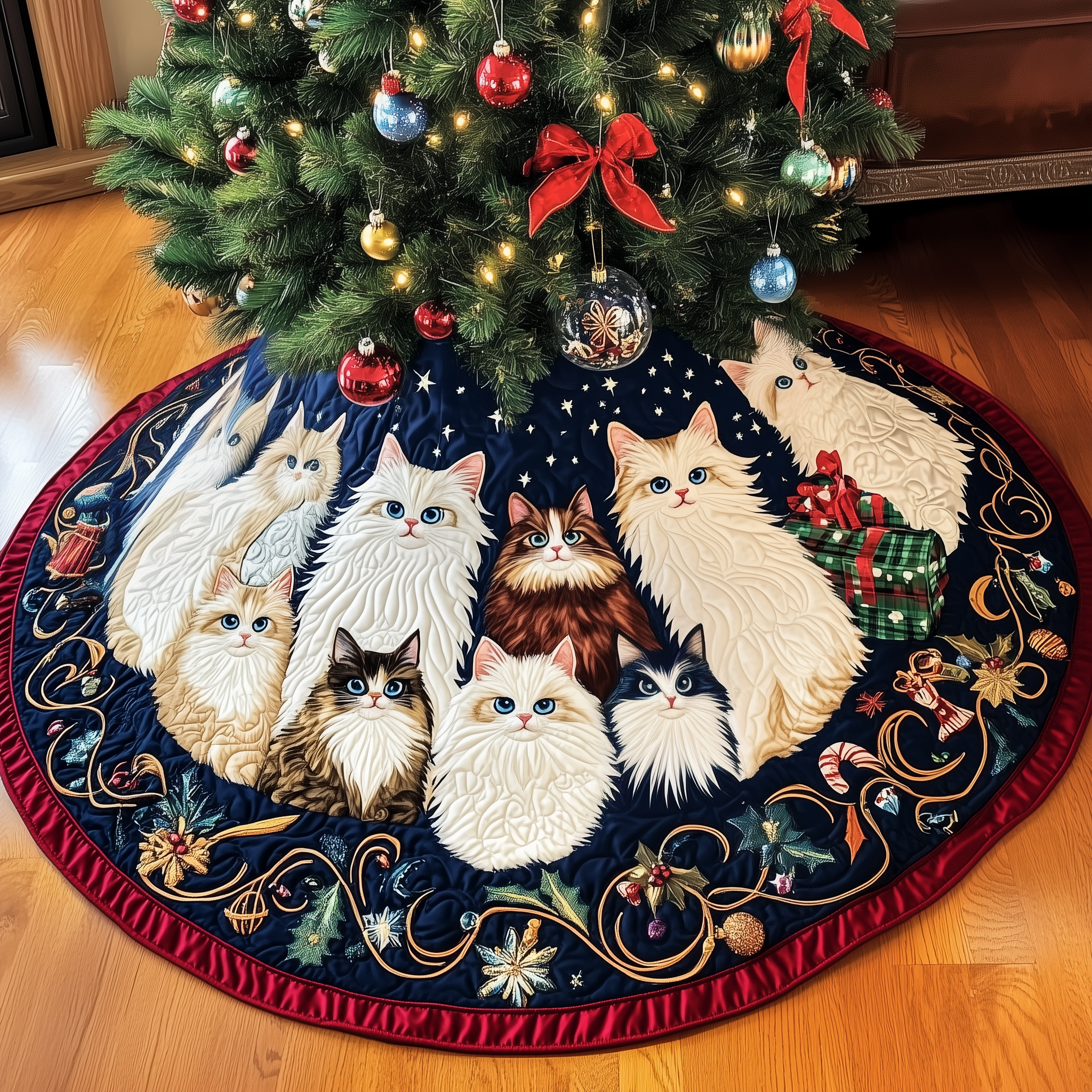 Festive Cat Quilted Tree Skirt Celebrate Stress-Free with a Tree Skirt That Works Festive Cat Quilted Tree Skirt Celebrate Stress-Free with a Tree Skirt That Works