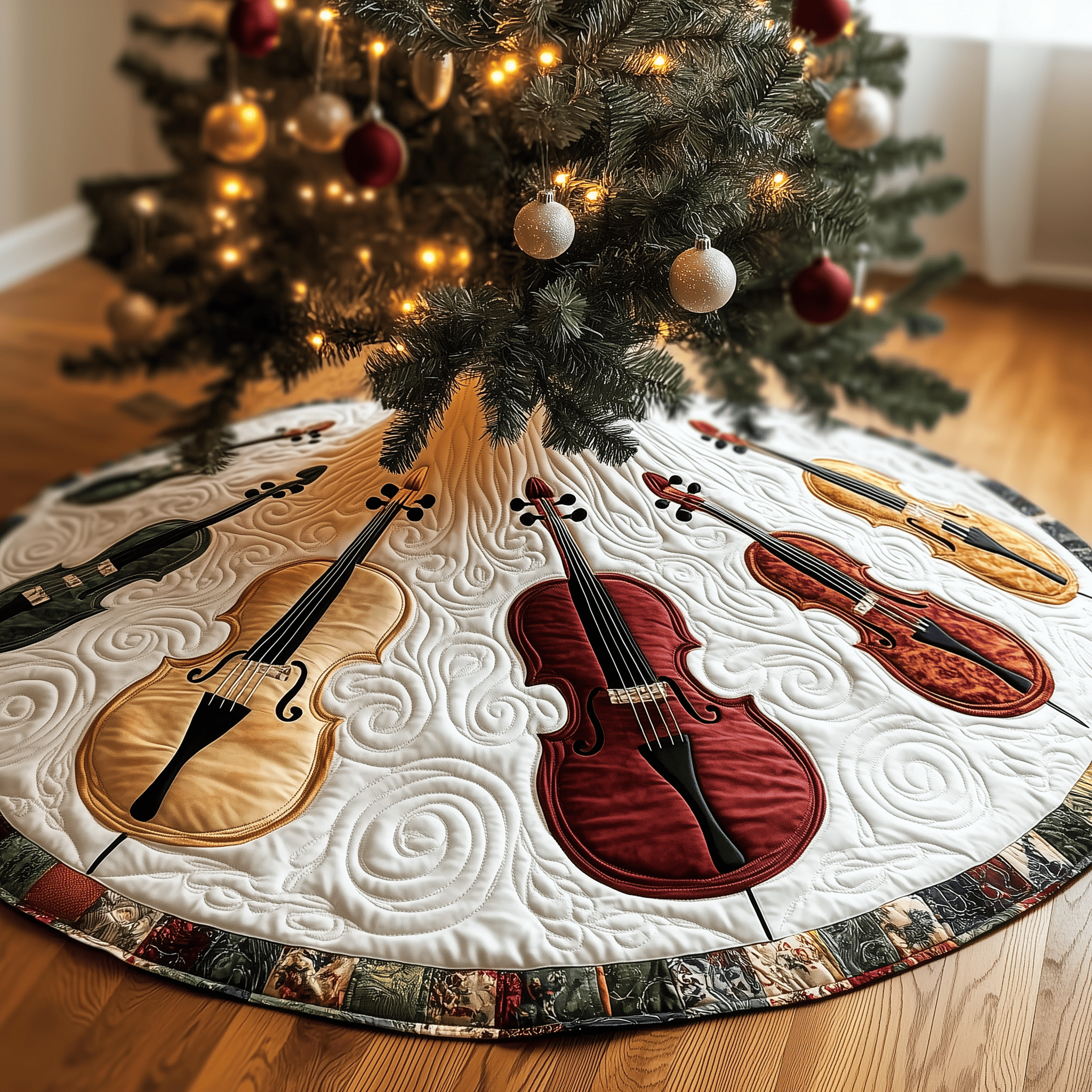 Festive Cello Quilted Tree Skirt Celebrate New Traditions with a Stylish and Safe Skirt Festive Cello Quilted Tree Skirt Celebrate New Traditions with a Stylish and Safe Skirt