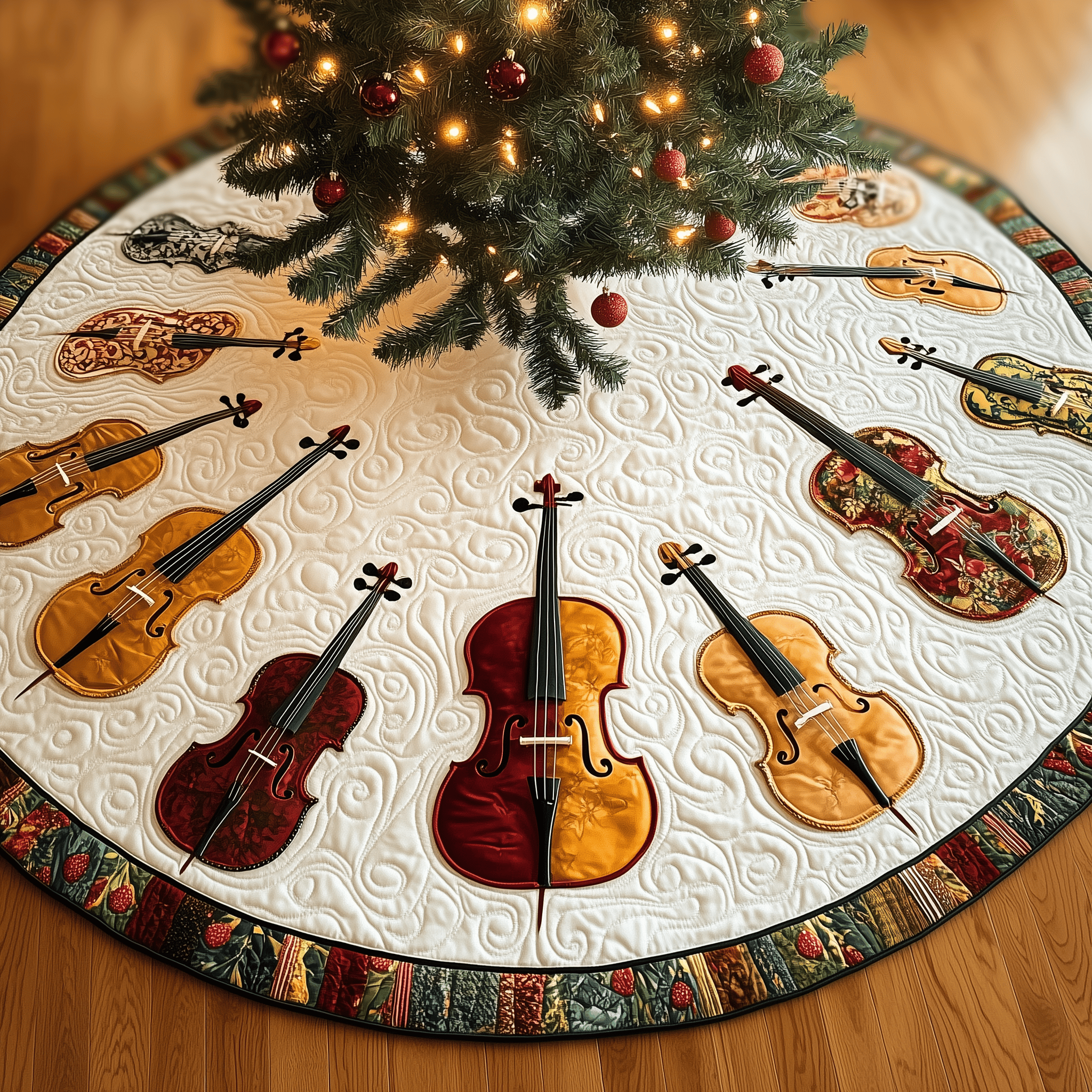 Festive Cello Quilted Tree Skirt Celebrate Your Way with a Chic and Functional Tree Skirt Festive Cello Quilted Tree Skirt Celebrate Your Way with a Chic and Functional Tree Skirt