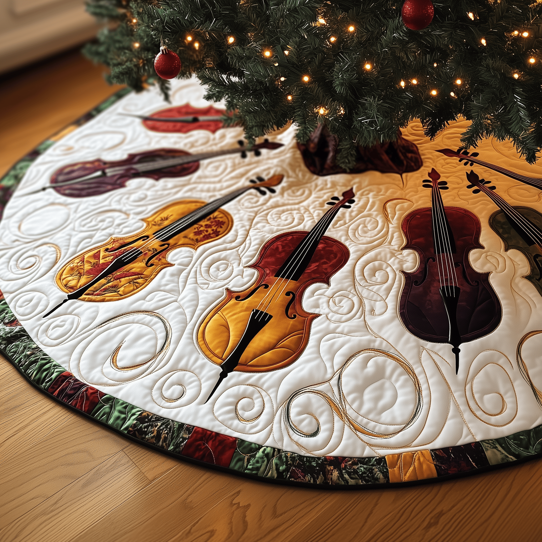 Festive Cello Quilted Tree Skirt Feel Inspired This Christmas with a Beautiful Tree Skirt Festive Cello Quilted Tree Skirt Feel Inspired This Christmas with a Beautiful Tree Skirt