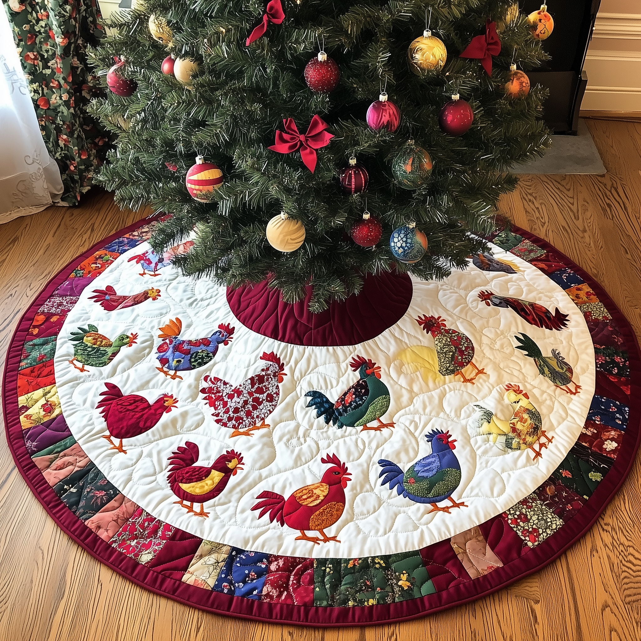 Festive Chicken Christmas Quilted Tree Skirt Celebrate Without Compromise Protect Floors in Style Festive Chicken Christmas Quilted Tree Skirt Celebrate Without Compromise Protect Floors in Style