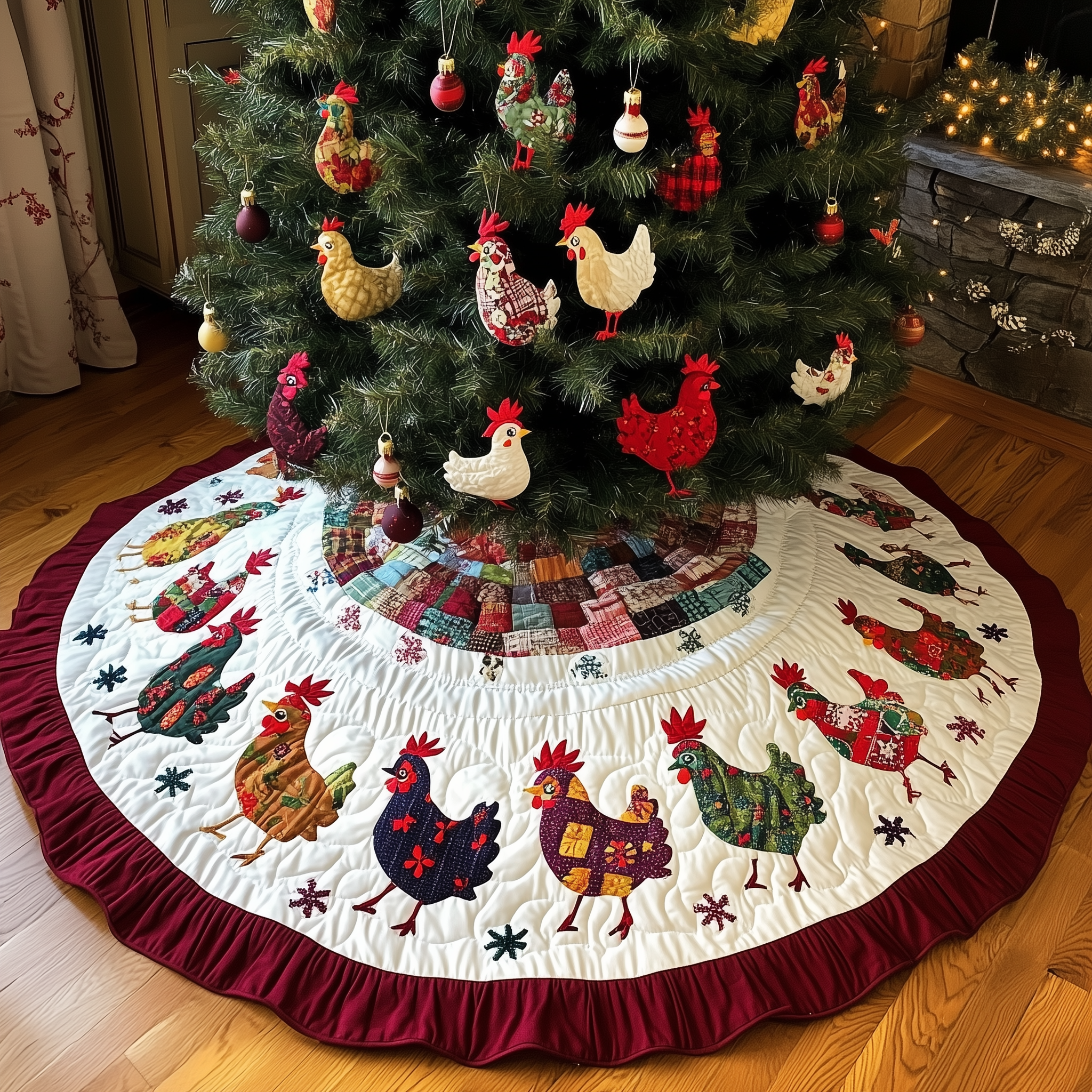 Festive Chicken Christmas Quilted Tree Skirt Feel Like Home with the Perfect Holiday Tree Skirt Festive Chicken Christmas Quilted Tree Skirt Feel Like Home with the Perfect Holiday Tree Skirt