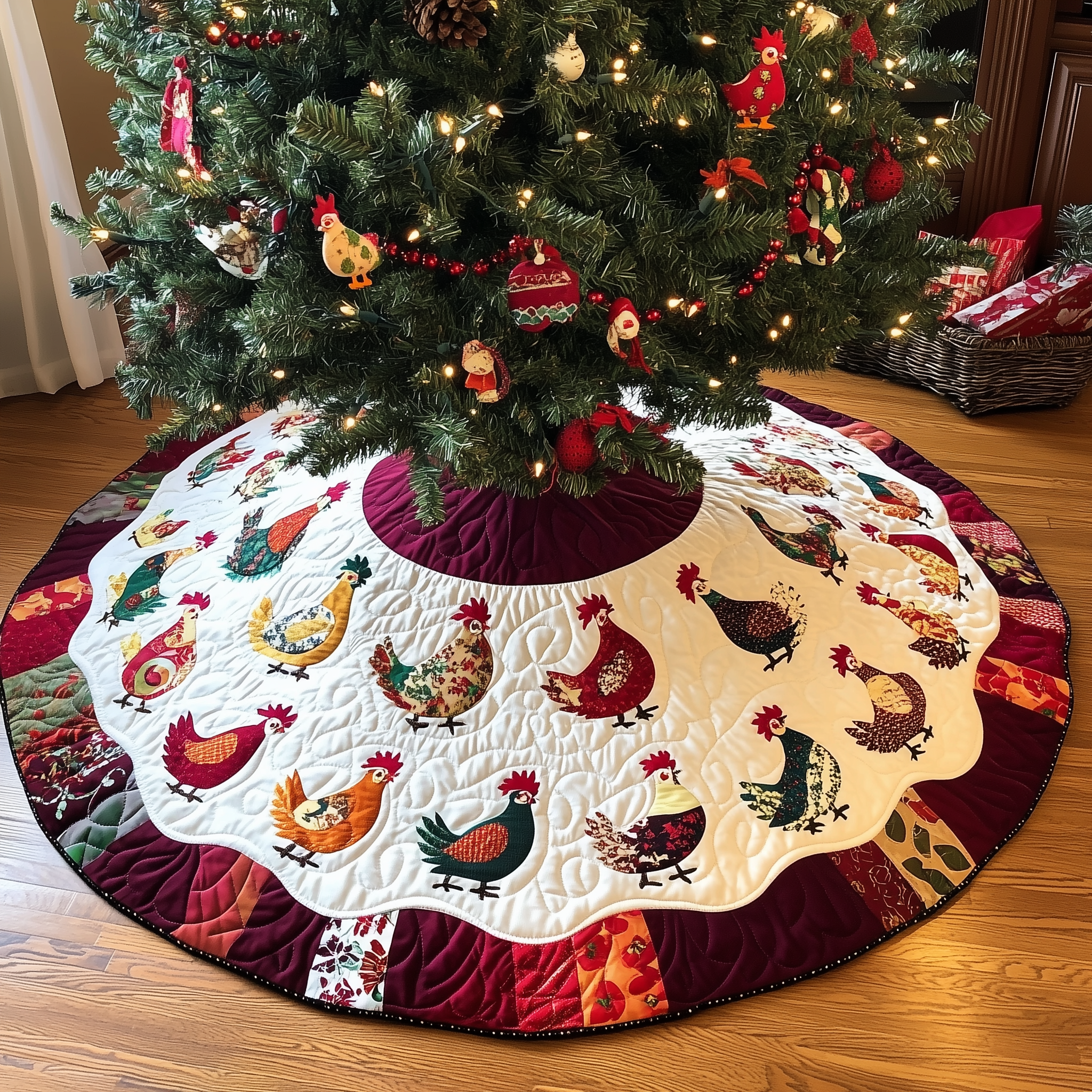 Festive Chicken Christmas Quilted Tree Skirt Feel the Holidays Flow with a Trusted Tree Skirt Festive Chicken Christmas Quilted Tree Skirt Feel the Holidays Flow with a Trusted Tree Skirt