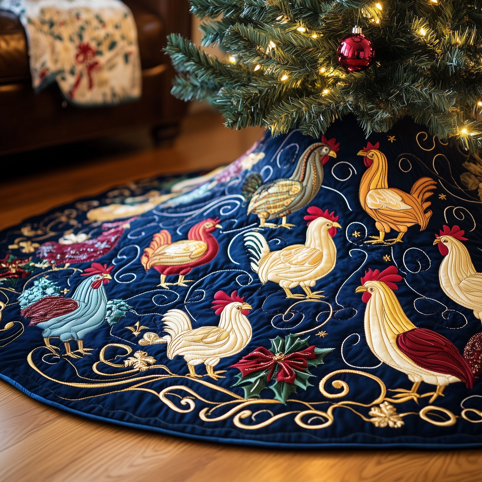 Festive Chicken Quilted Tree Skirt Enjoy Peace of Mind This Holiday with the Perfect Tree Skirt Festive Chicken Quilted Tree Skirt Enjoy Peace of Mind This Holiday with the Perfect Tree Skirt