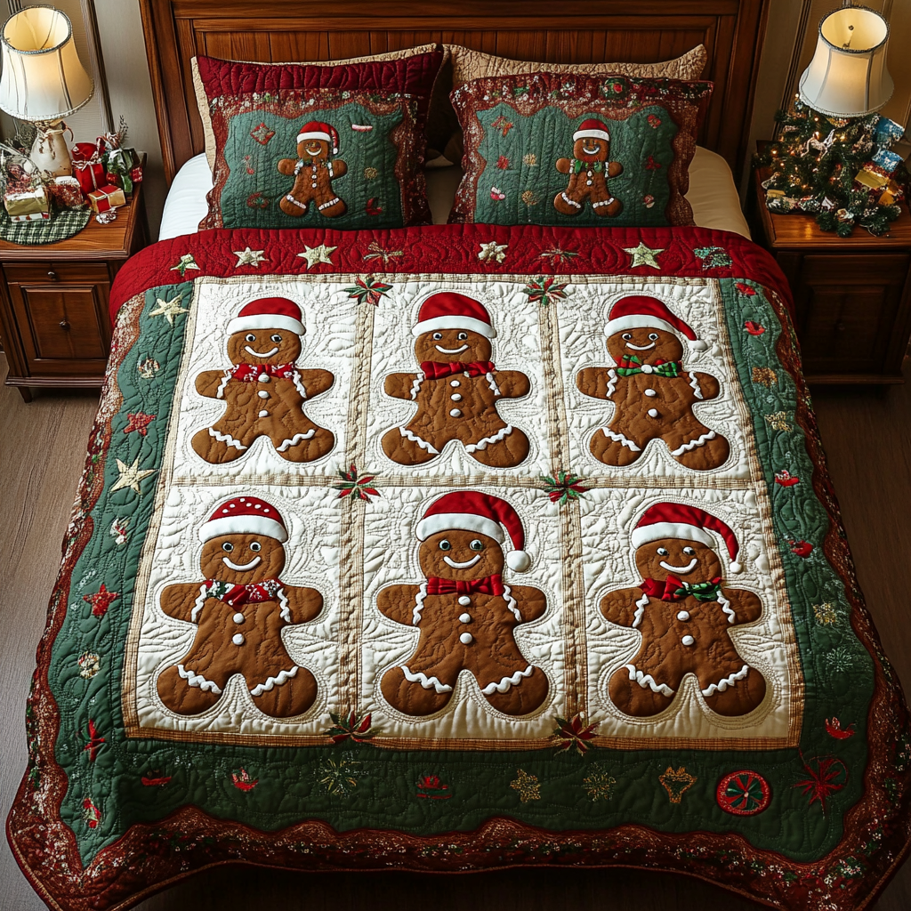 Festive Crumbs Quilted Bedding Set Gifts For Gingerbread Lovers Festive Crumbs Quilted Bedding Set Gifts For Gingerbread Lovers