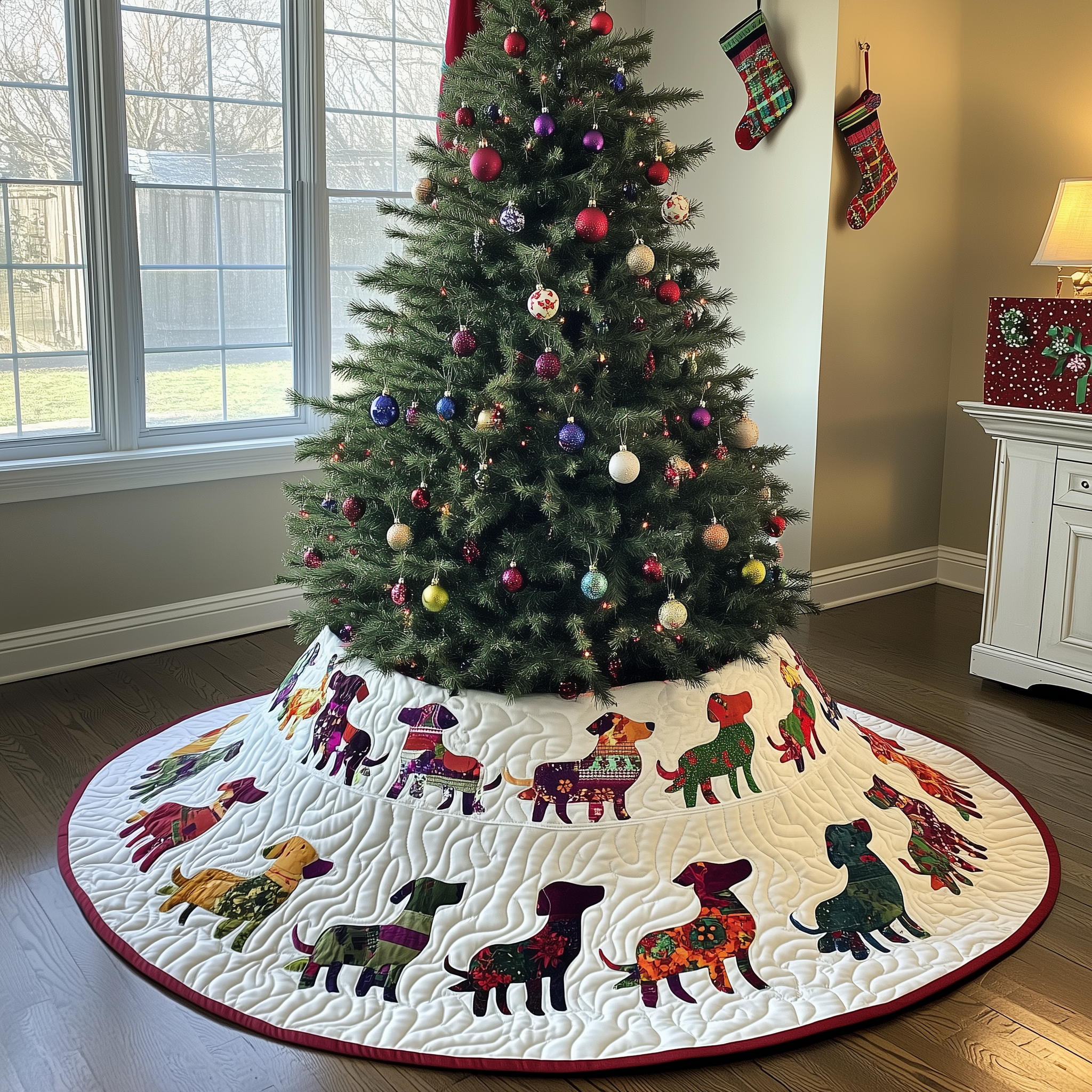 Festive Dachshund Quilted Tree Skirt A Safe and Stylish Tree Skirt for Your Family's Happiness Festive Dachshund Quilted Tree Skirt A Safe and Stylish Tree Skirt for Your Family's Happiness