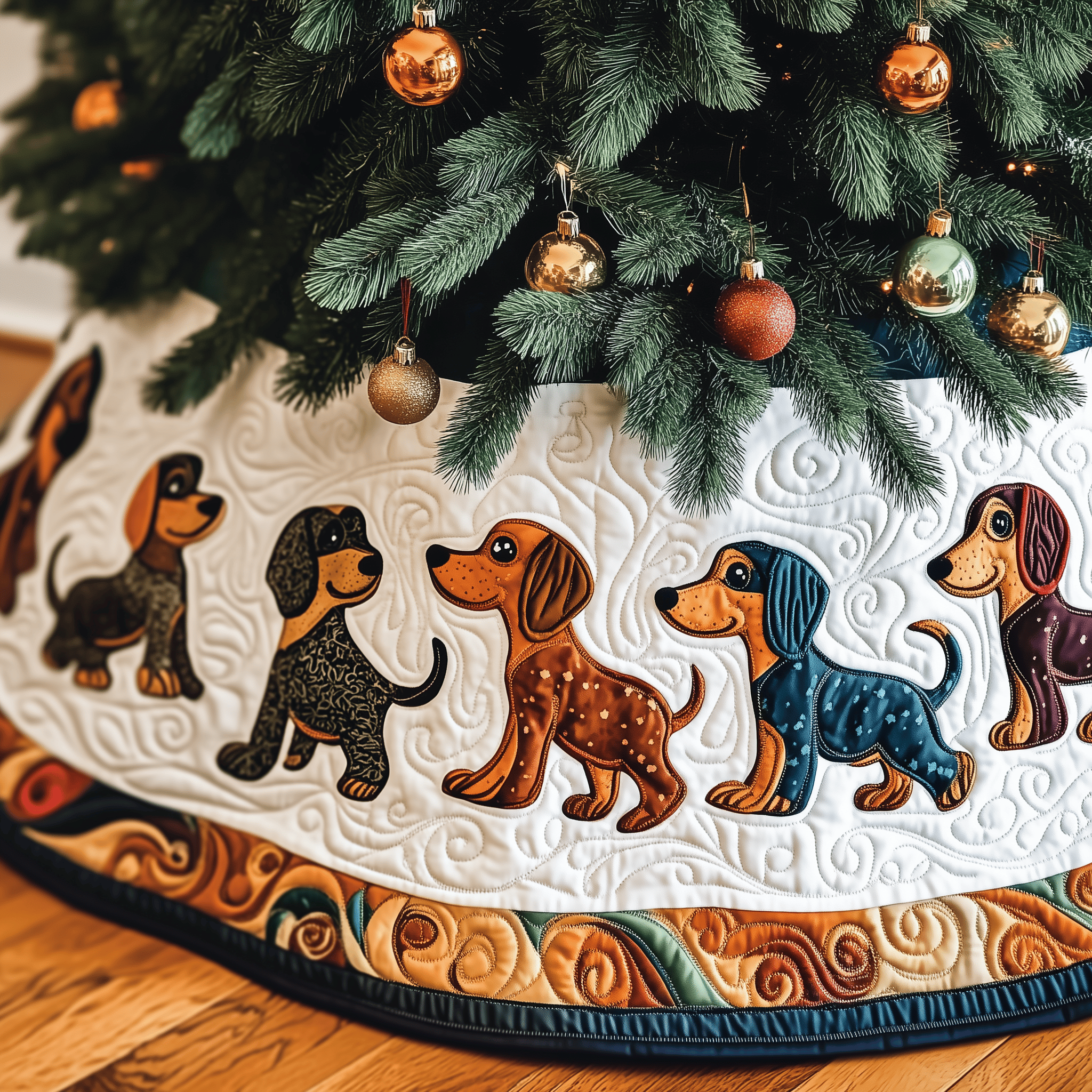 Festive Dachshund Quilted Tree Skirt Add Comfort and Joy to Your Home with a Durable Tree Skirt Festive Dachshund Quilted Tree Skirt Add Comfort and Joy to Your Home with a Durable Tree Skirt