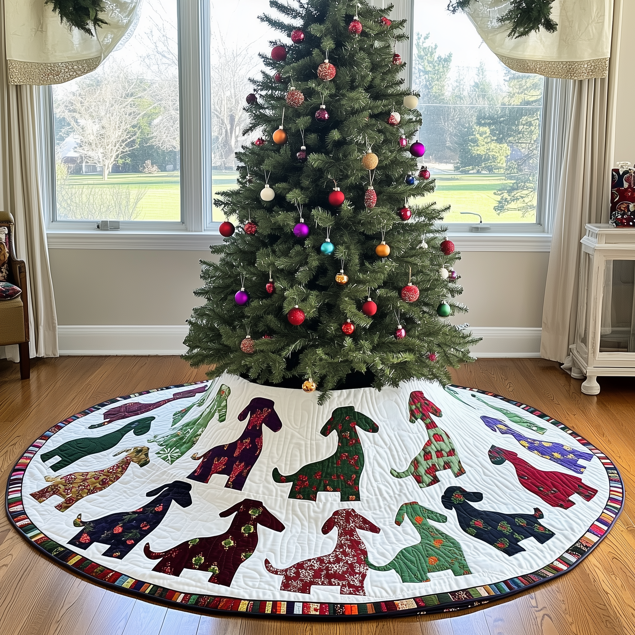 Festive Dachshund Quilted Tree Skirt Bring Comfort to Your Holidays with a Durable Tree Skirt Festive Dachshund Quilted Tree Skirt Bring Comfort to Your Holidays with a Durable Tree Skirt