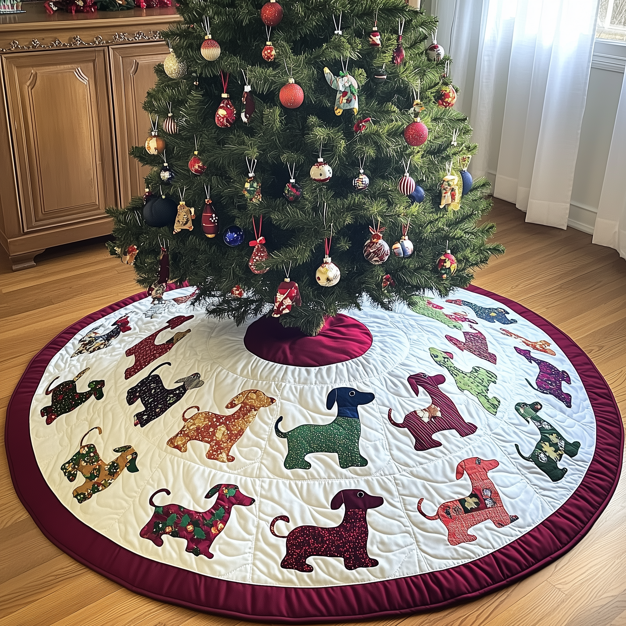 Festive Dachshund Quilted Tree Skirt Feel the Love of Christmas with Thoughtful Tree Decor Festive Dachshund Quilted Tree Skirt Feel the Love of Christmas with Thoughtful Tree Decor