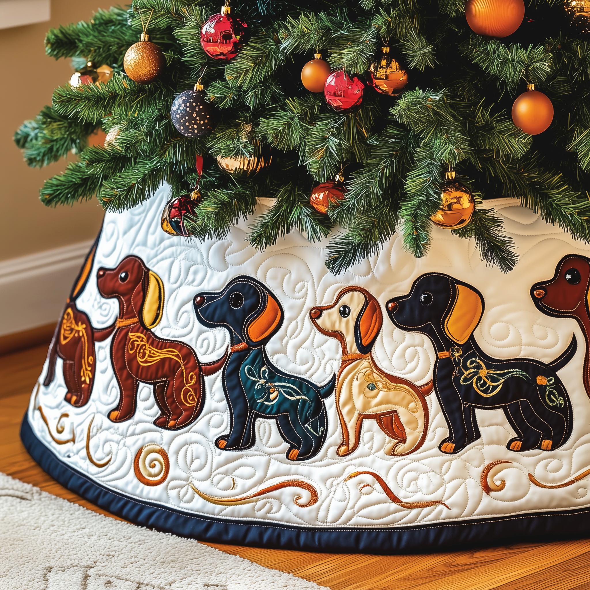 Festive Dachshund Quilted Tree Skirt Protect Your Home with a Tree Skirt Designed for Joy Festive Dachshund Quilted Tree Skirt Protect Your Home with a Tree Skirt Designed for Joy