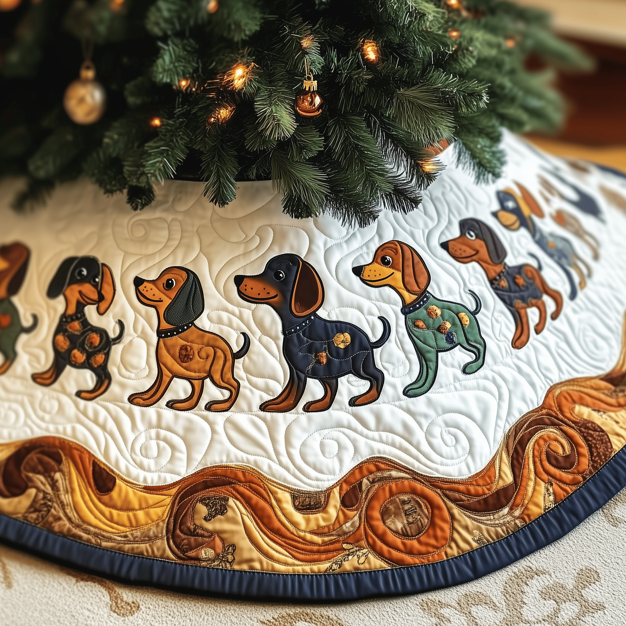 Festive Dachshund Quilted Tree Skirt Relax This Christmas with a Floor-Safe Tree Skirt Festive Dachshund Quilted Tree Skirt Relax This Christmas with a Floor-Safe Tree Skirt