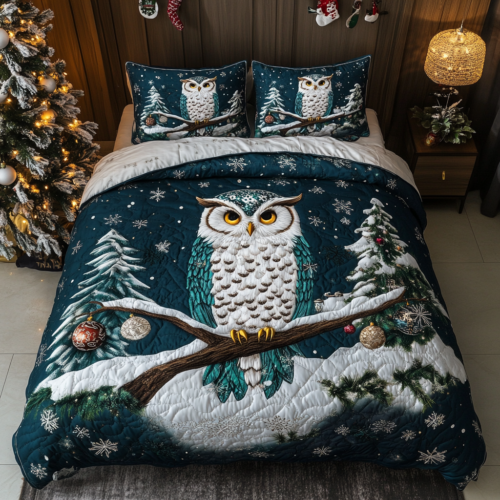 Festive Feather Quilted Bedding Set Owl Present Ideas Festive Feather Quilted Bedding Set Owl Present Ideas