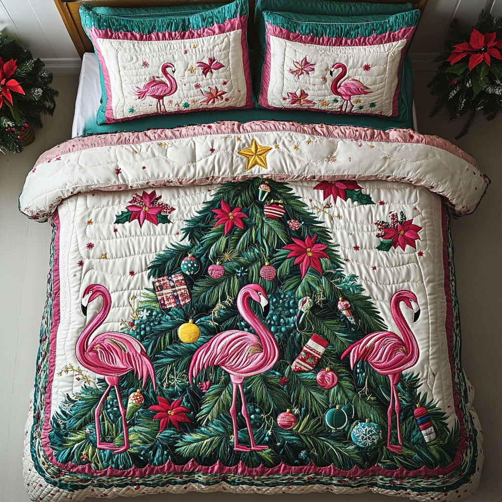 Festive Flamingo Quilted Bedding Set Flamingo Mothers Day Gifts Festive Flamingo Quilted Bedding Set Flamingo Mothers Day Gifts