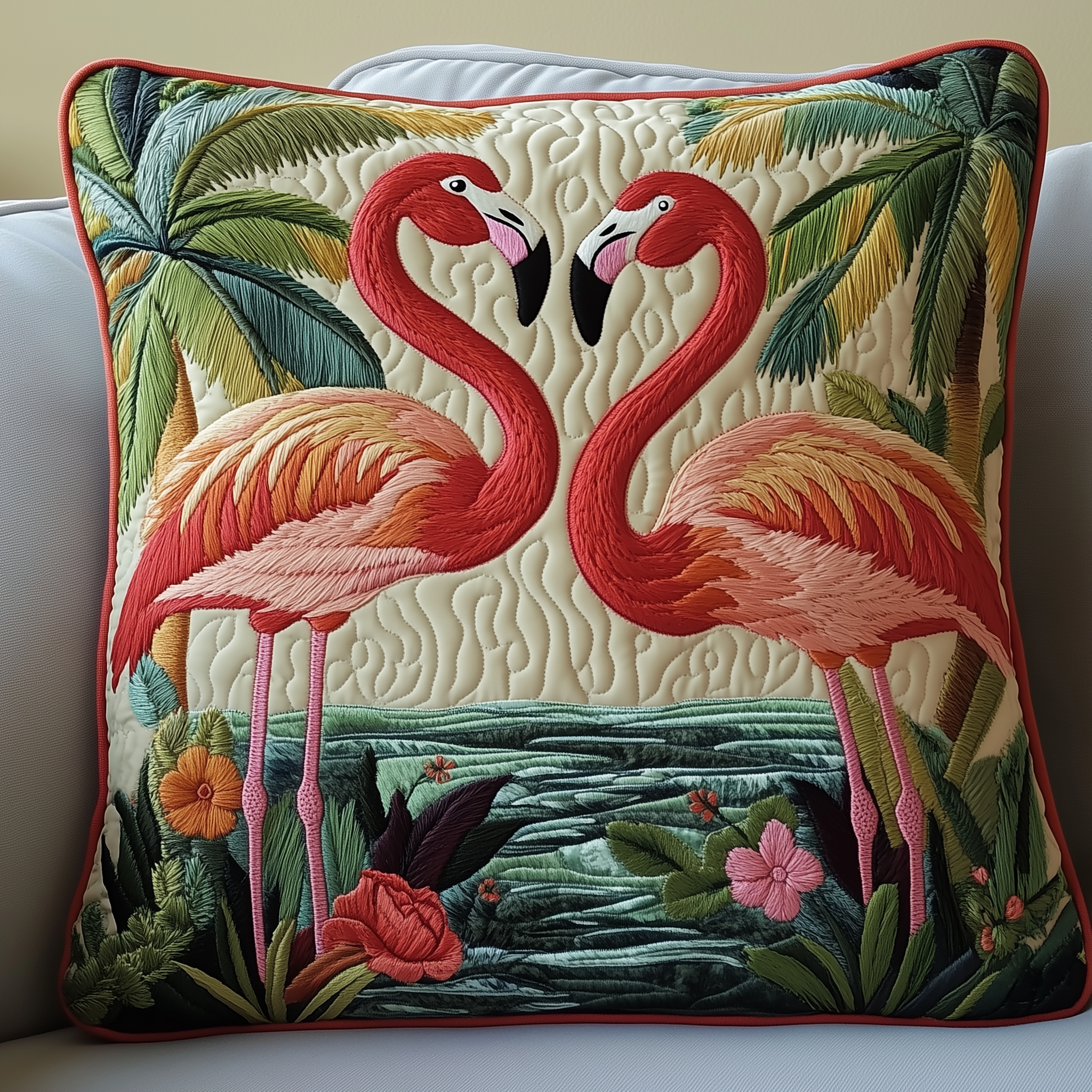 Festive Flamingo Quilted Pillow Case Celebrate Relaxation with a Stylish Pillow Case Festive Flamingo Quilted Pillow Case Celebrate Relaxation with a Stylish Pillow Case