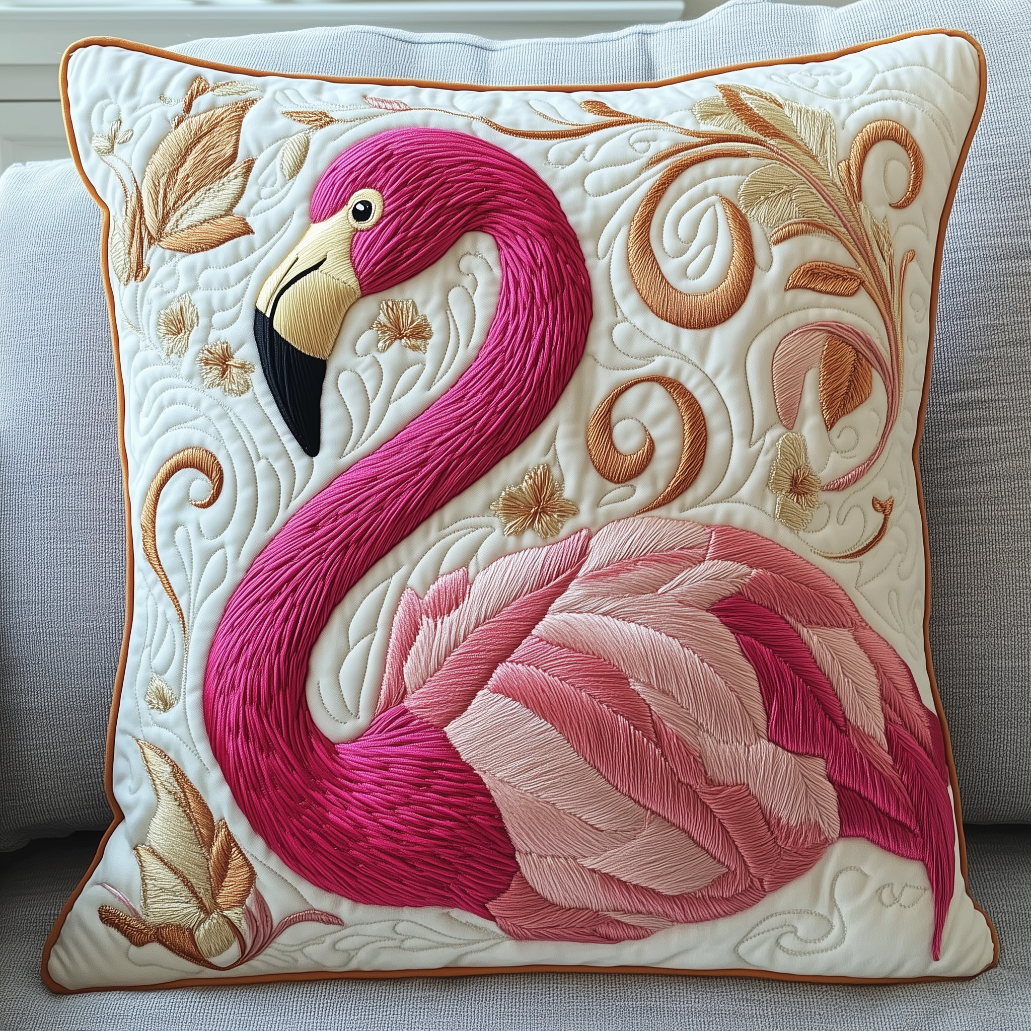 Festive Flamingo Quilted Pillow Case Feel the Softness of Premium Fabric Every Night Festive Flamingo Quilted Pillow Case Feel the Softness of Premium Fabric Every Night