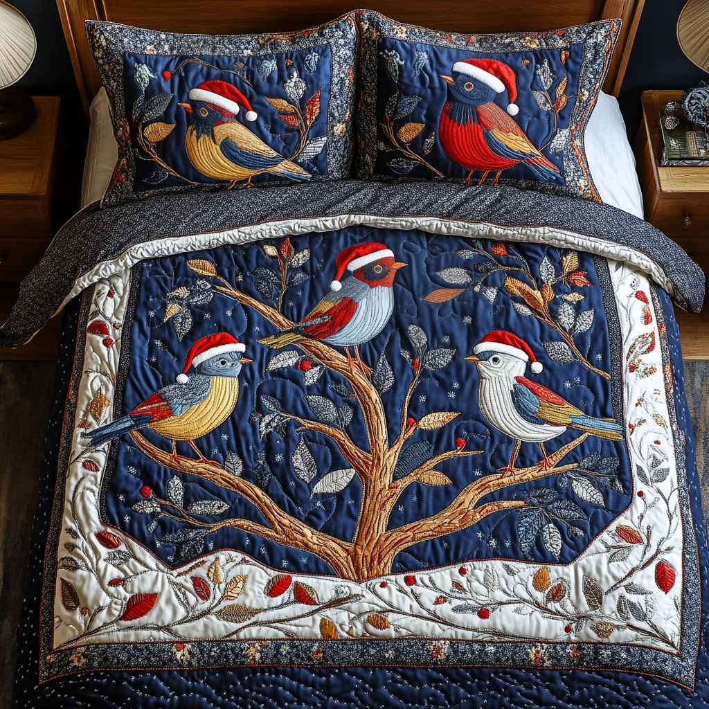 Festive Flock Quilted Bedding Set Gifts For Bird Enthusiasts Festive Flock Quilted Bedding Set Gifts For Bird Enthusiasts