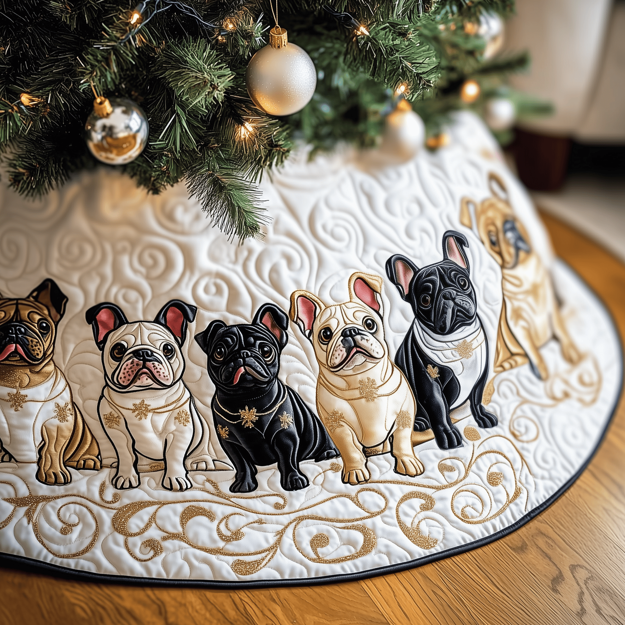 Festive French Bulldog Quilted Tree Skirt A Tree Skirt That Lets You Relax This Holiday Season Festive French Bulldog Quilted Tree Skirt A Tree Skirt That Lets You Relax This Holiday Season
