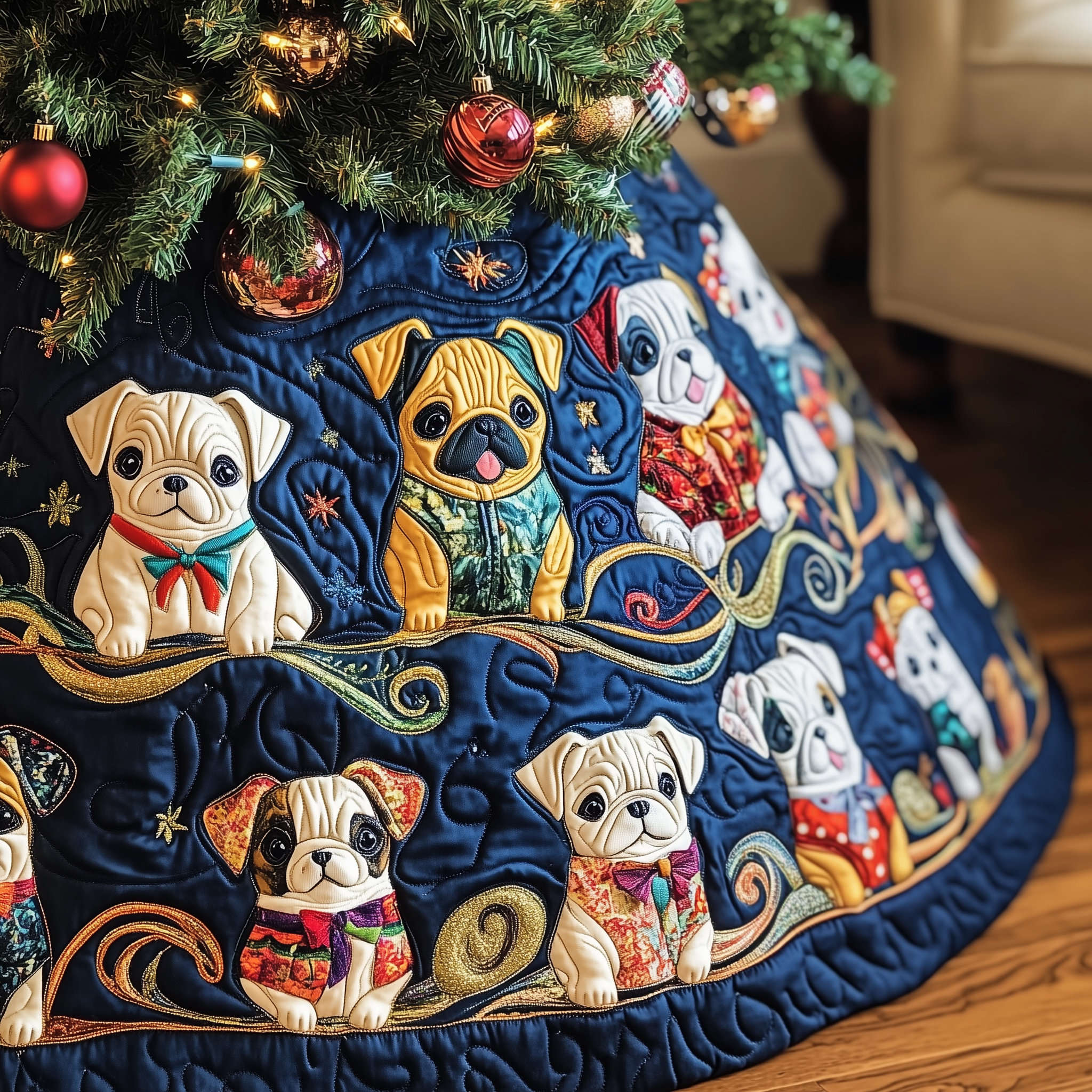 Festive French Bulldog Quilted Tree Skirt Bring Joy to Your Home with a Trustworthy Tree Skirt Festive French Bulldog Quilted Tree Skirt Bring Joy to Your Home with a Trustworthy Tree Skirt