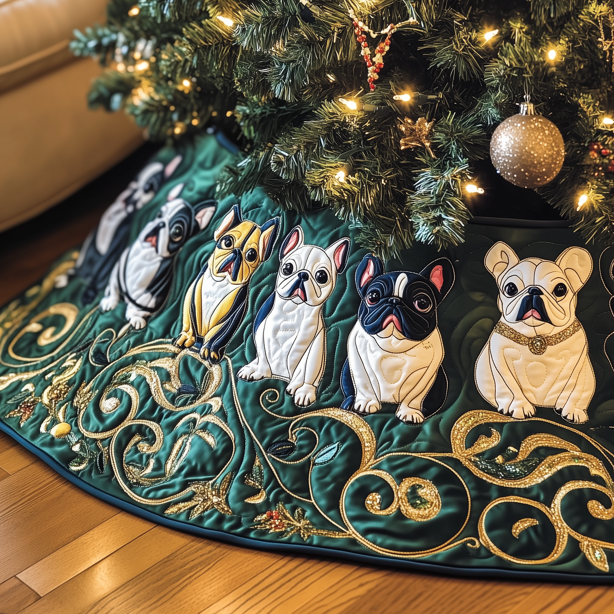 Festive French Bulldog Quilted Tree Skirt Feel the Magic of the Holidays Without Worry Festive French Bulldog Quilted Tree Skirt Feel the Magic of the Holidays Without Worry