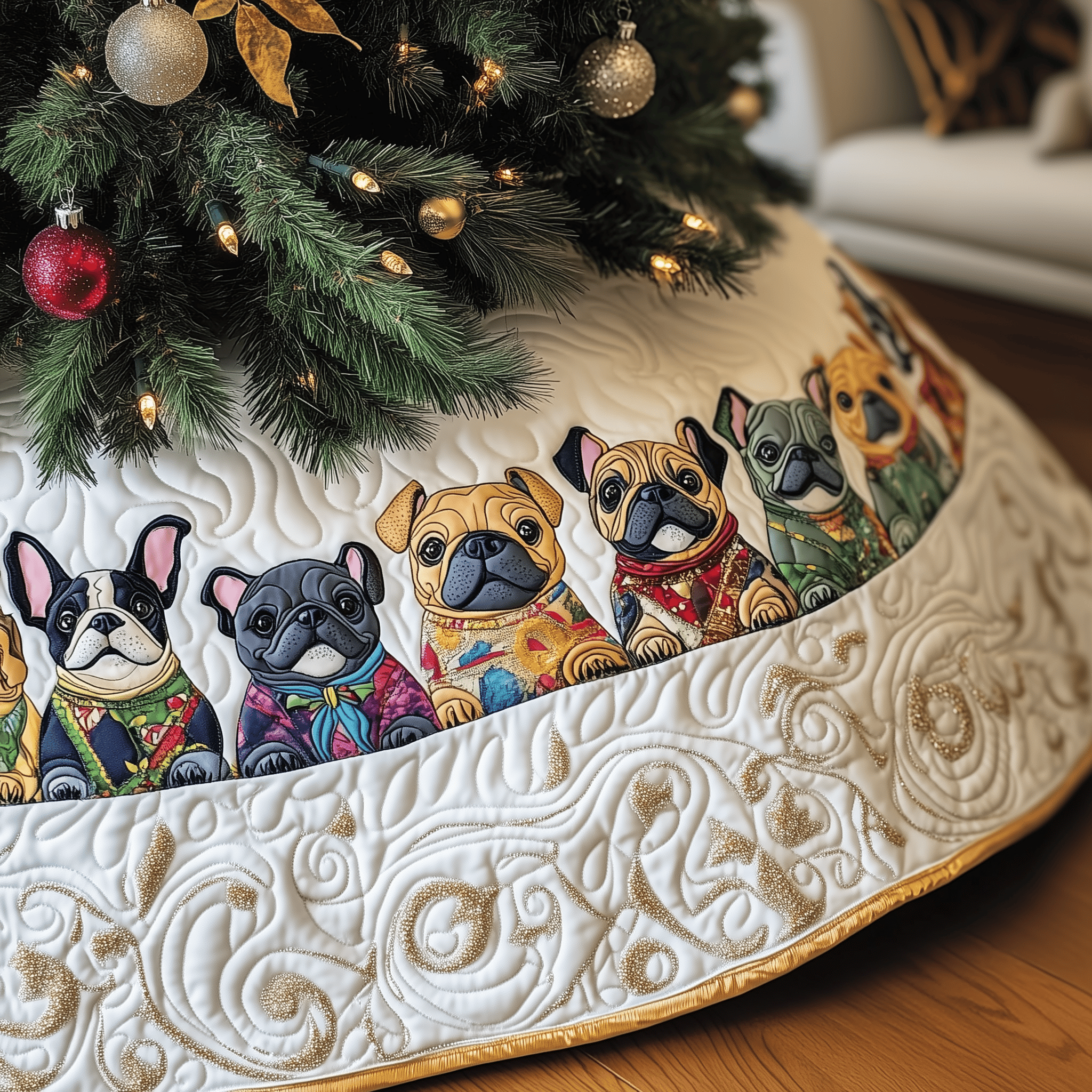 Festive French Bulldog Quilted Tree Skirt Keep Your Loved Ones Safe with the Perfect Tree Skirt Festive French Bulldog Quilted Tree Skirt Keep Your Loved Ones Safe with the Perfect Tree Skirt