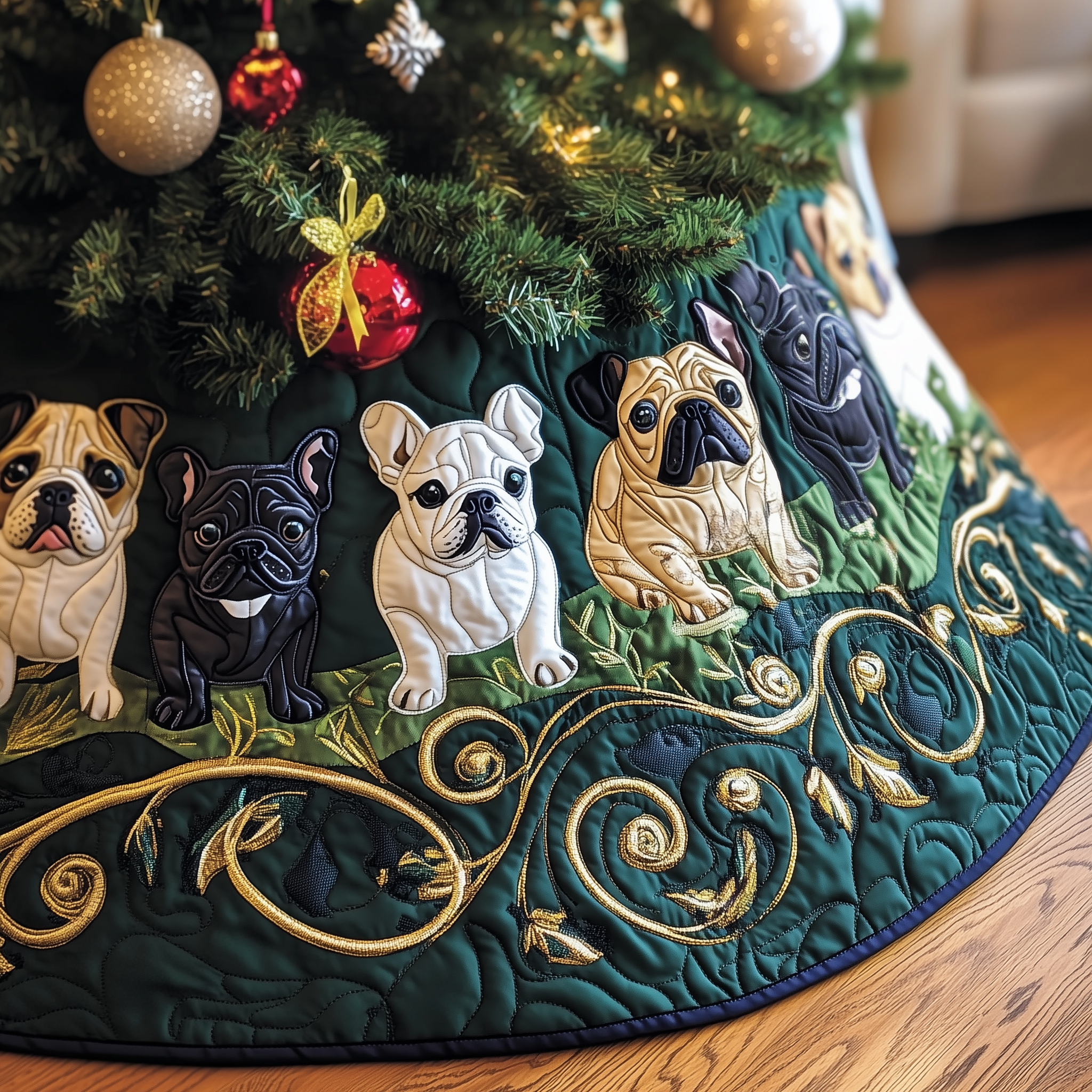 Festive French Bulldog Quilted Tree Skirt Wrap Your Holidays in Comfort with the Right Tree Skirt Festive French Bulldog Quilted Tree Skirt Wrap Your Holidays in Comfort with the Right Tree Skirt