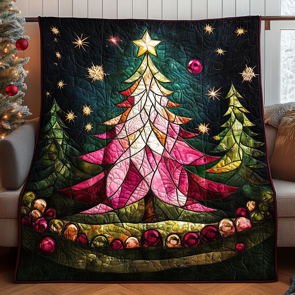 Festive Glass Tree Quilted Blanket Gift For Christian Wedding Festive Glass Tree Quilted Blanket Gift For Christian Wedding