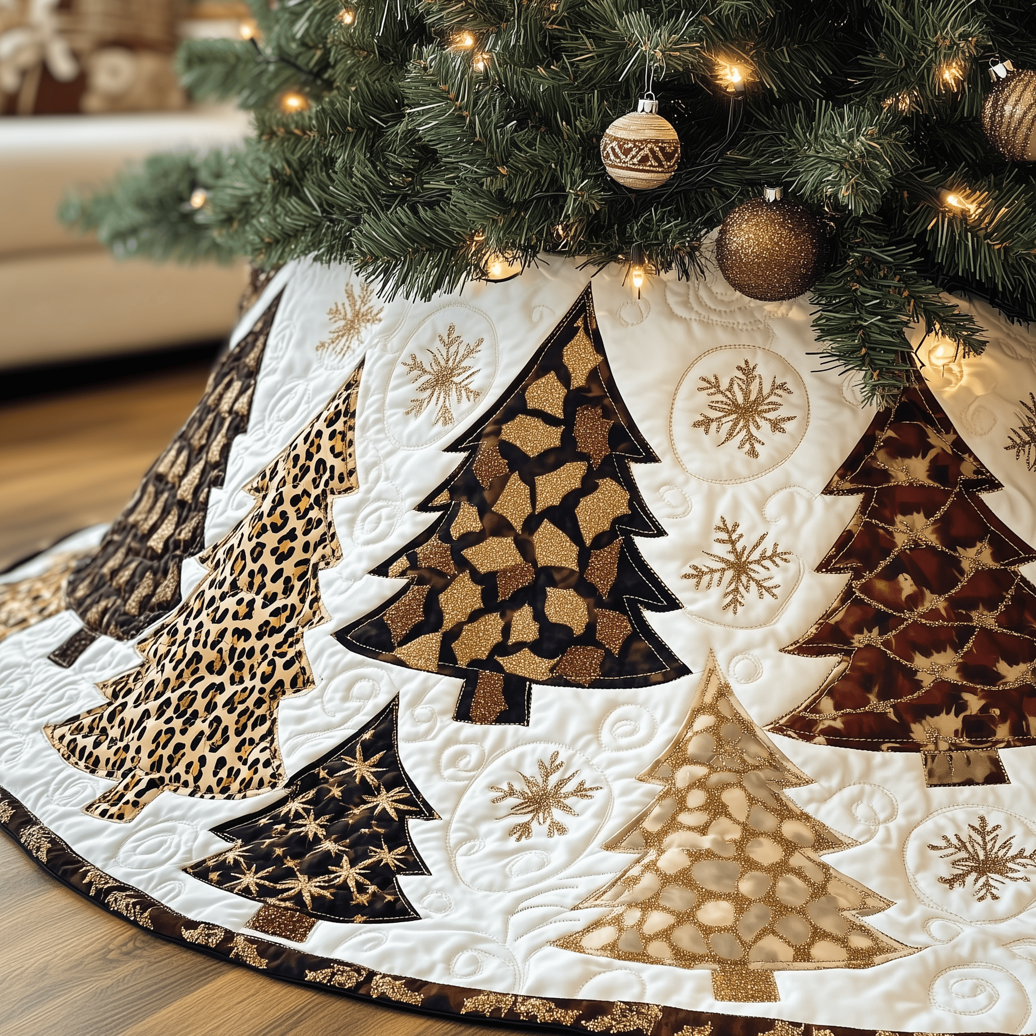 Festive Leopard Christmas Tree Quilted Tree Skirt Celebrate Beautifully with a Reliable Tree Skirt Festive Leopard Christmas Tree Quilted Tree Skirt Celebrate Beautifully with a Reliable Tree Skirt