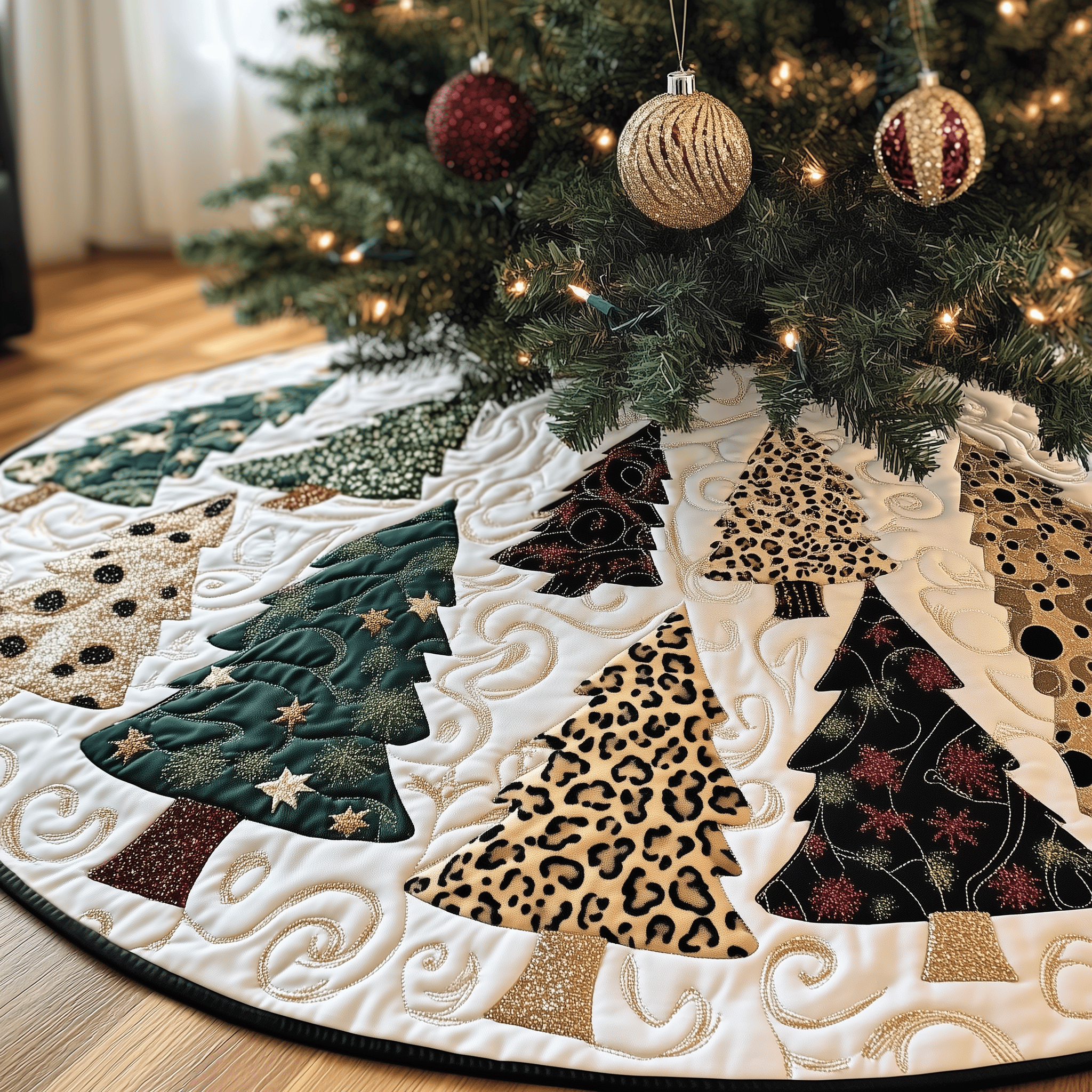 Festive Leopard Christmas Tree Quilted Tree Skirt Celebrate Stress-Free with a Tree Skirt That Works Festive Leopard Christmas Tree Quilted Tree Skirt Celebrate Stress-Free with a Tree Skirt That Works